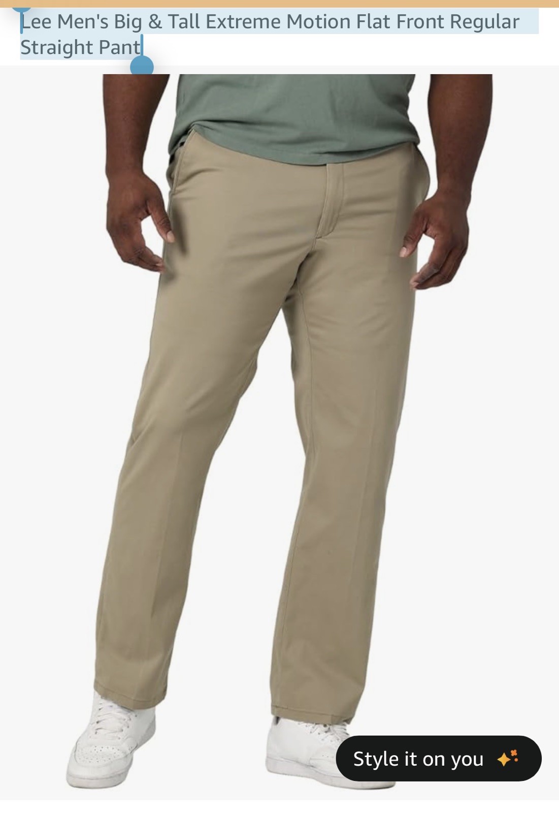 Lee Extreme Motion Pants Mens Stretch 52×28 Khaki Straight Fit Tapered Leg – New