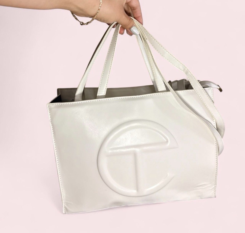 Telfar Medium White Tote/Shopping Bag w Draw String Bag