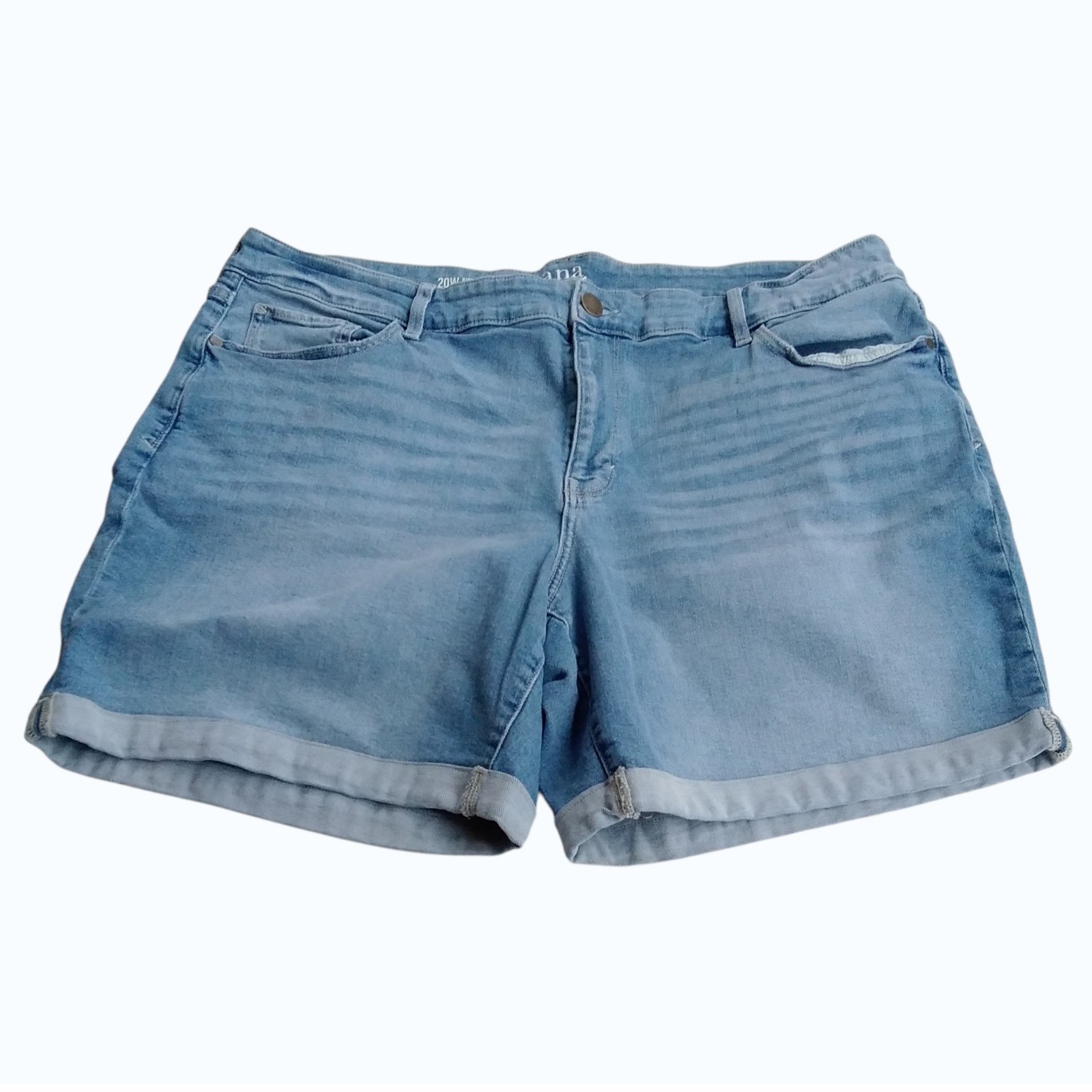 a.n.a Jeans Shorts Women’s 20W High-Rise Midi Short Medium Wash Blue