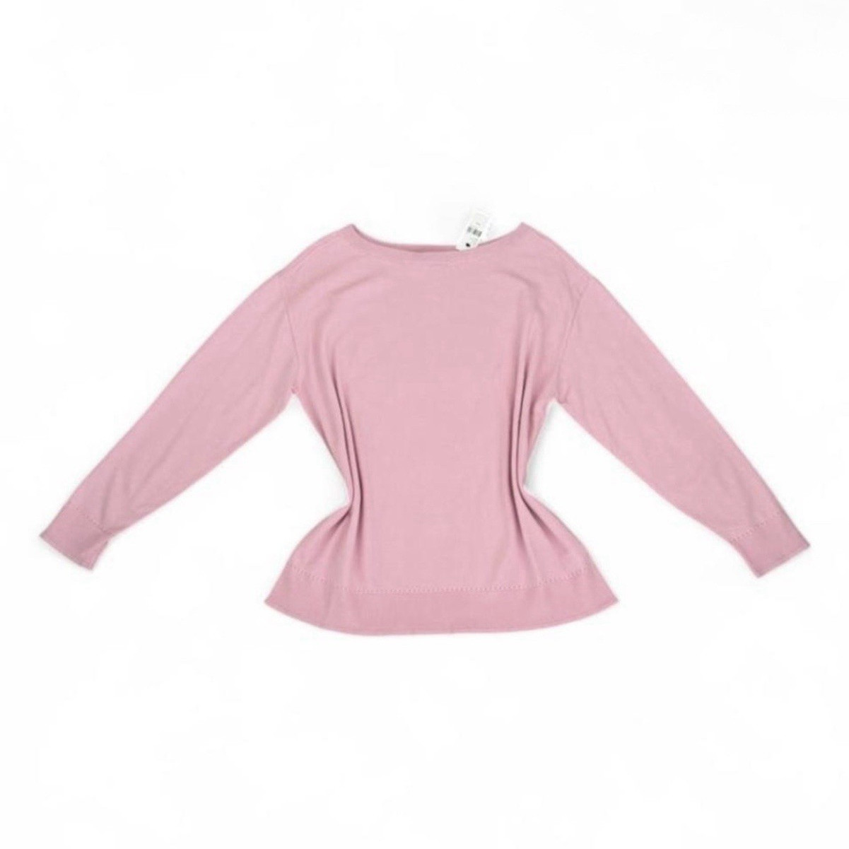 Lane Bryant Women’s 10/12 Pink Solid Knit Crew Neck Long Sleeve Pullover Sweater