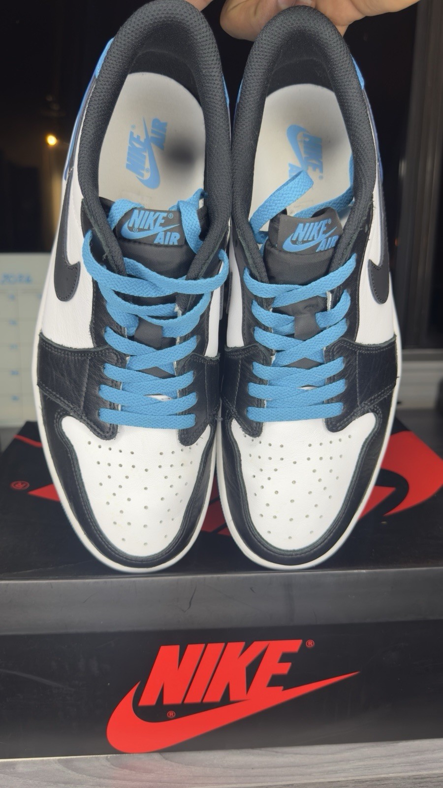 Nike Air Jordan 1 Low OG ‘UNC – Dark powder blue sneakers in white/black/blue