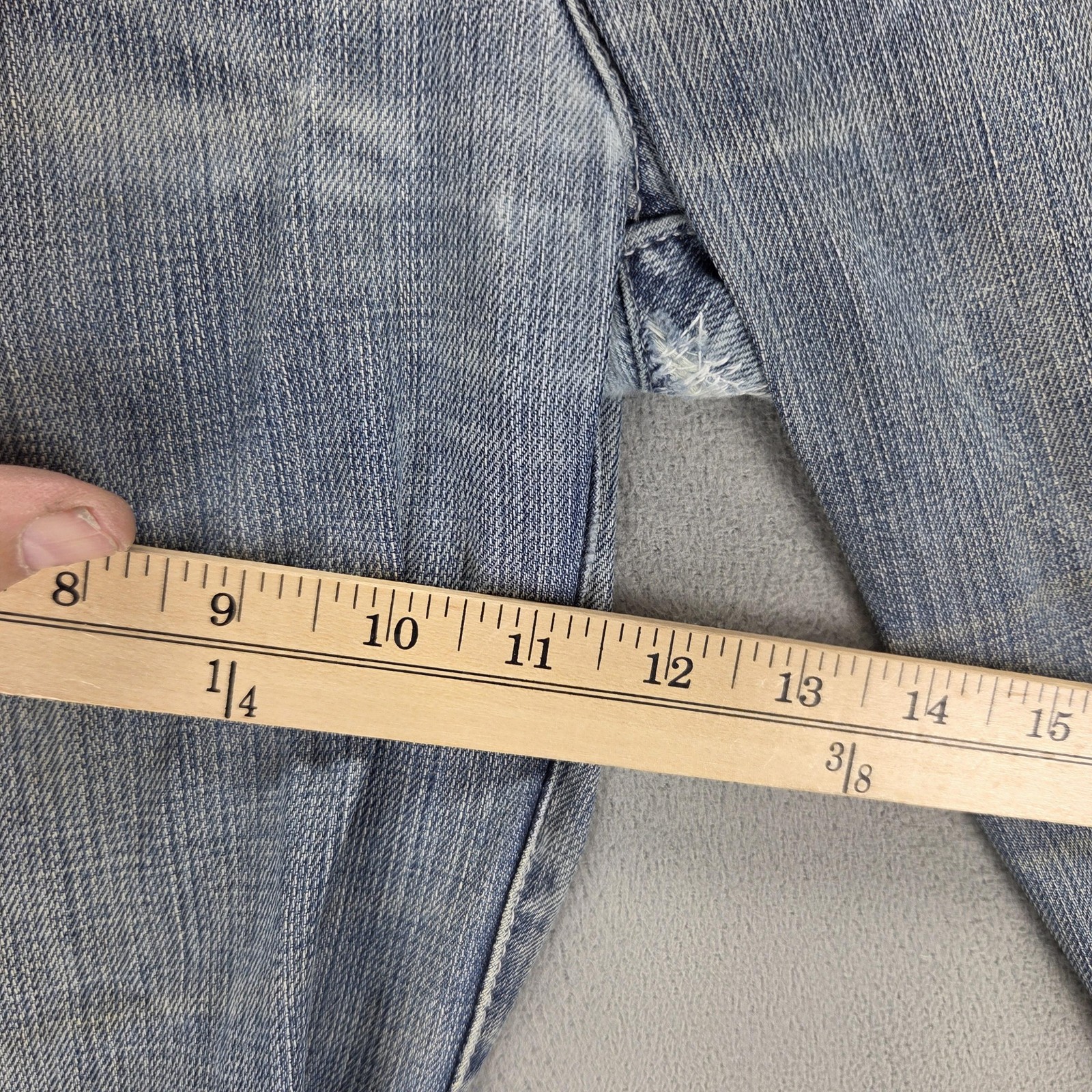 VTG Levis Engineered Jeans Mens Blue Twisted Button Fly Altered Hem Fits 34×32