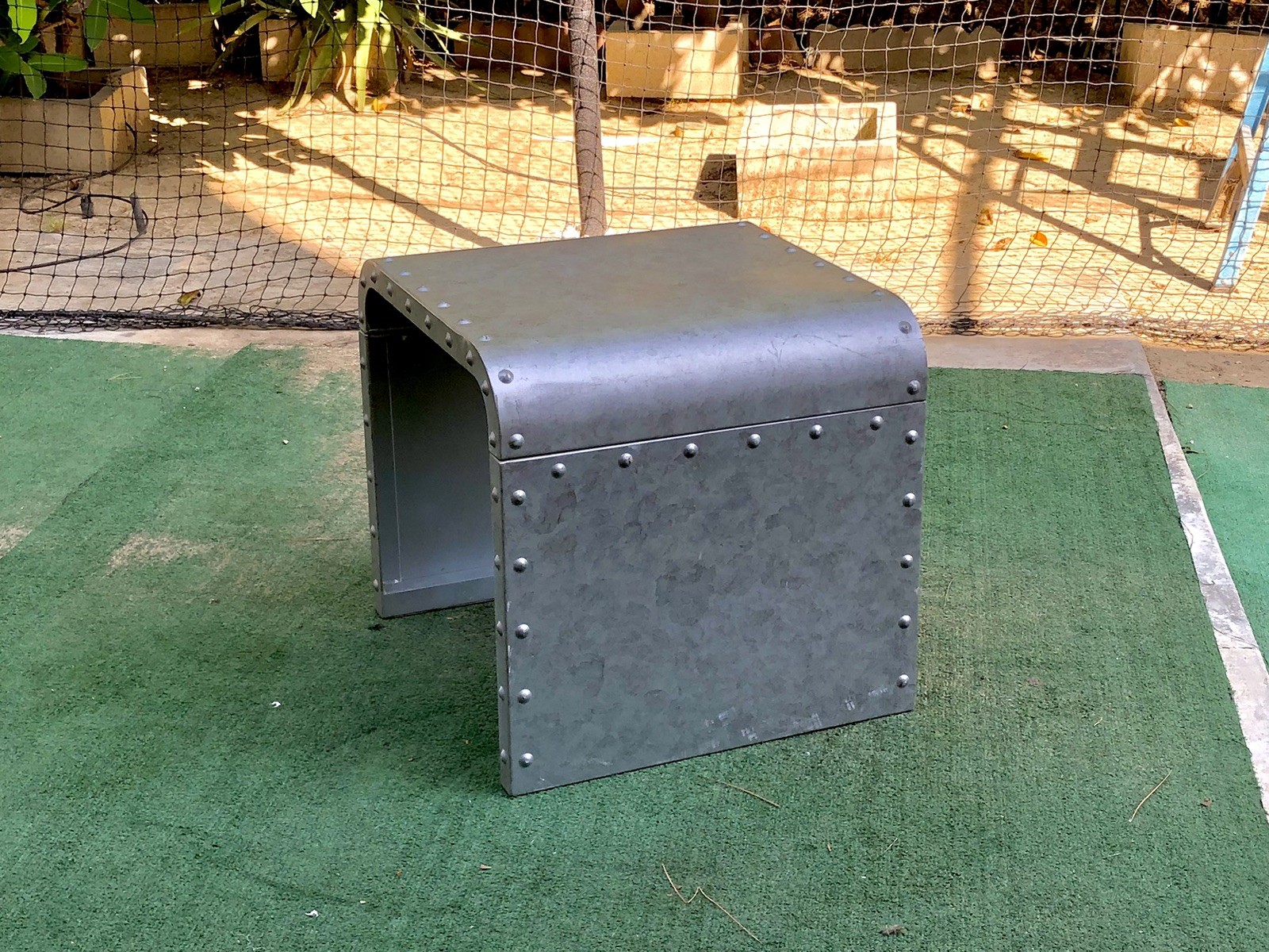 RARE OAKLEY STYLE SIDE TABLE METAL CHAIR BENCH INDUSTRIAL display frame