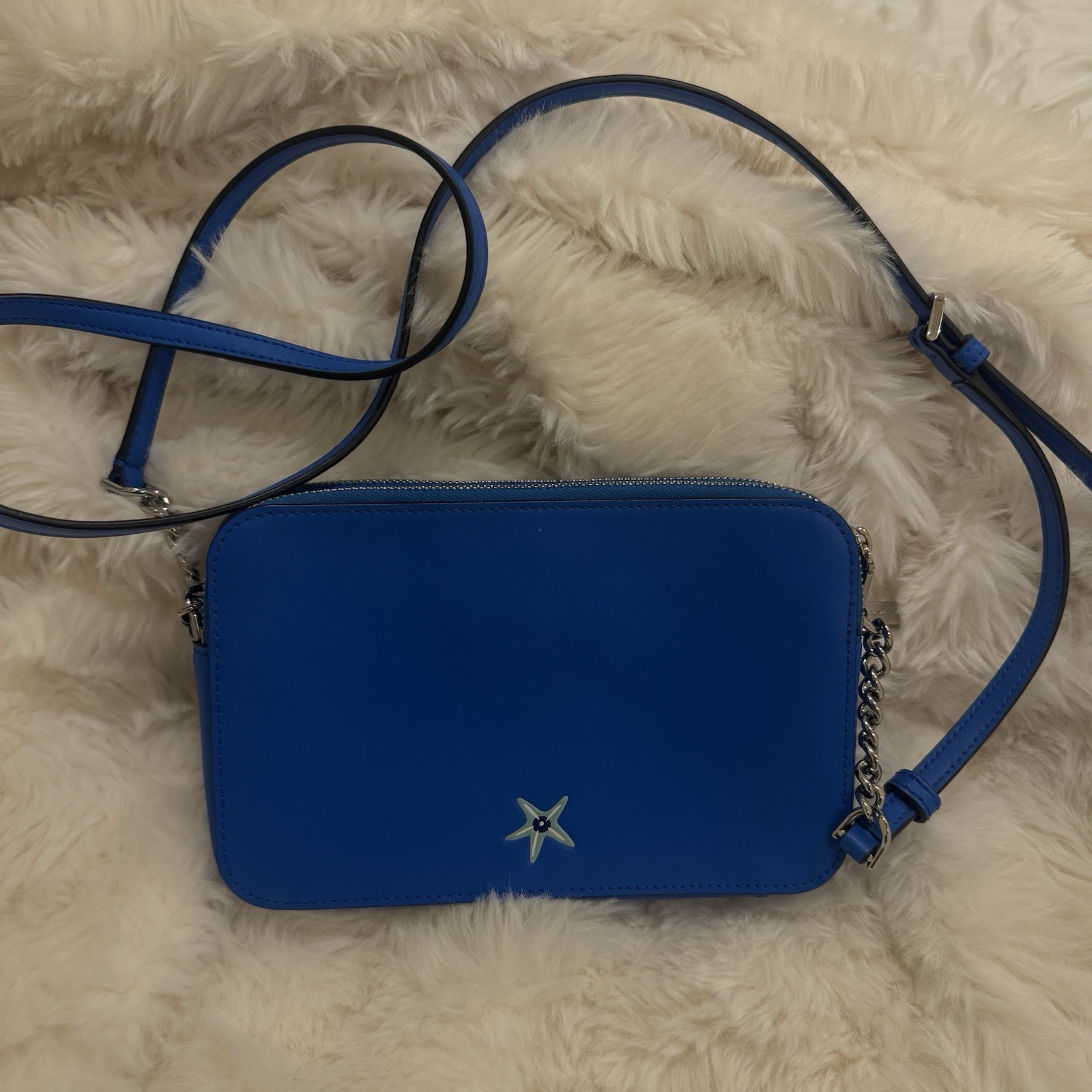 kate spade new york Blue Starfish Applique Small Crossbody Zip Detachable Strap