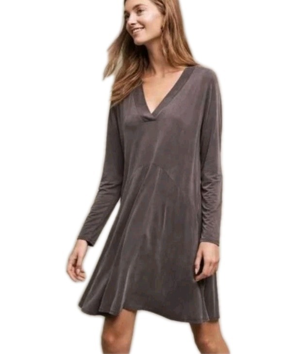 Anthropologie Women L Left Coast Purple Tegan Tunic Dress Dolan Cupro Vegan