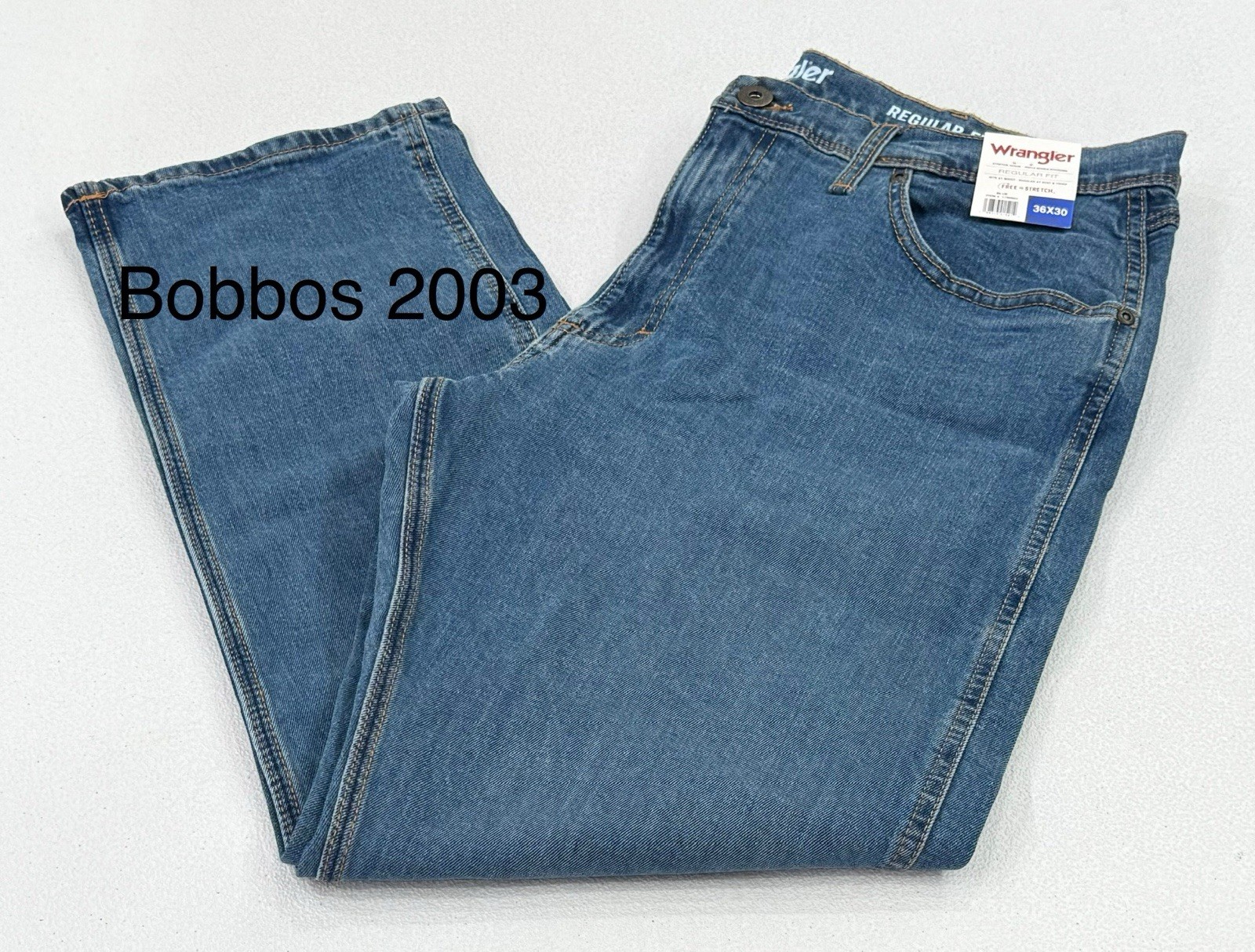 Wrangler Men’s Regular Fit Regular at Seat & Thigh Pants, Blue, Size 36X30