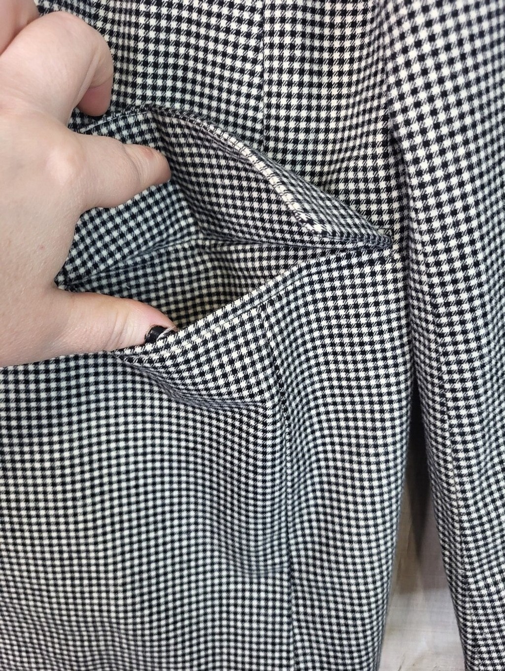 Free Assembly Double-Breasted Houndstooth Blazer – Black & White Size Large