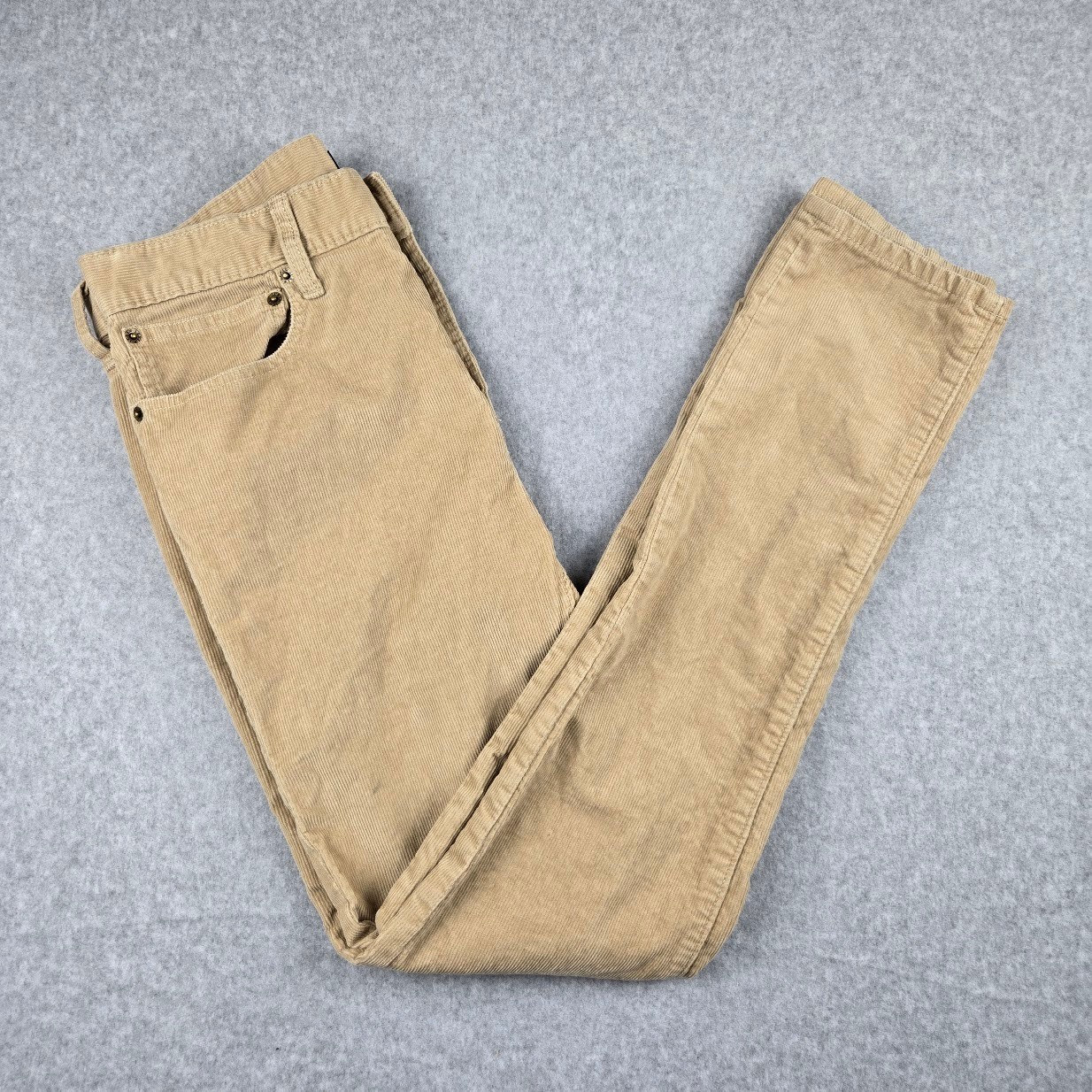 J.Crew Flex Mens 28×32 Slim Corduroy Pants Tan Beige 5 Pocket Stretch J7334 FA23