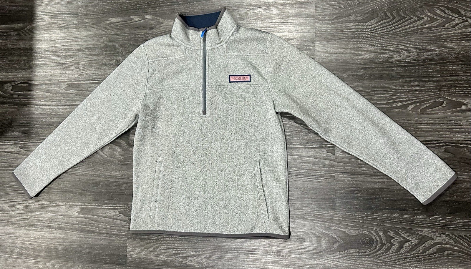 Vineyard Vines Boys L 16 Gray 1/4 Zip Fleece Pullover Sweater Jacket