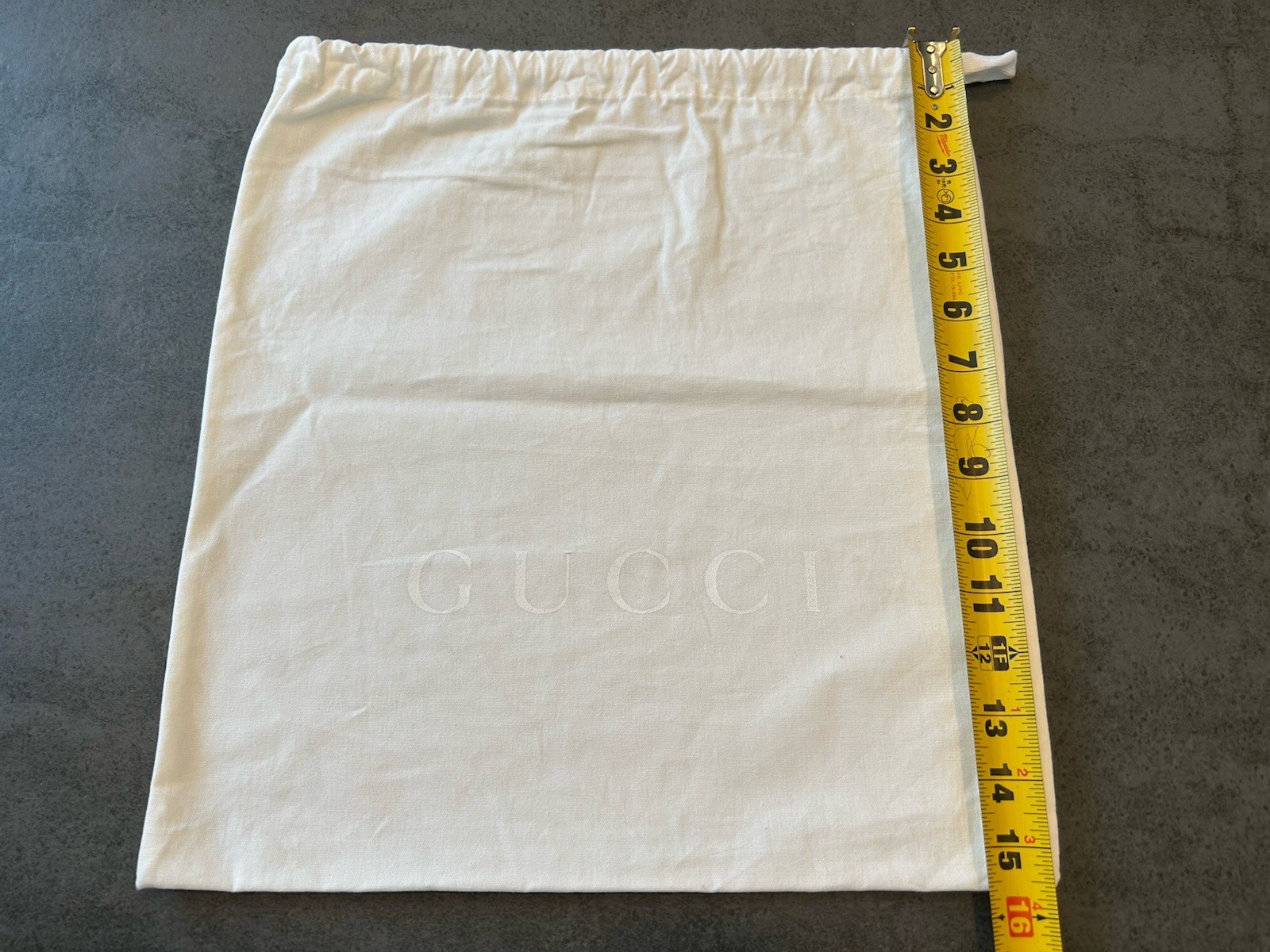 Gucci Storage Drawstring White Dust Bag Authentic 14 X 15 Inch