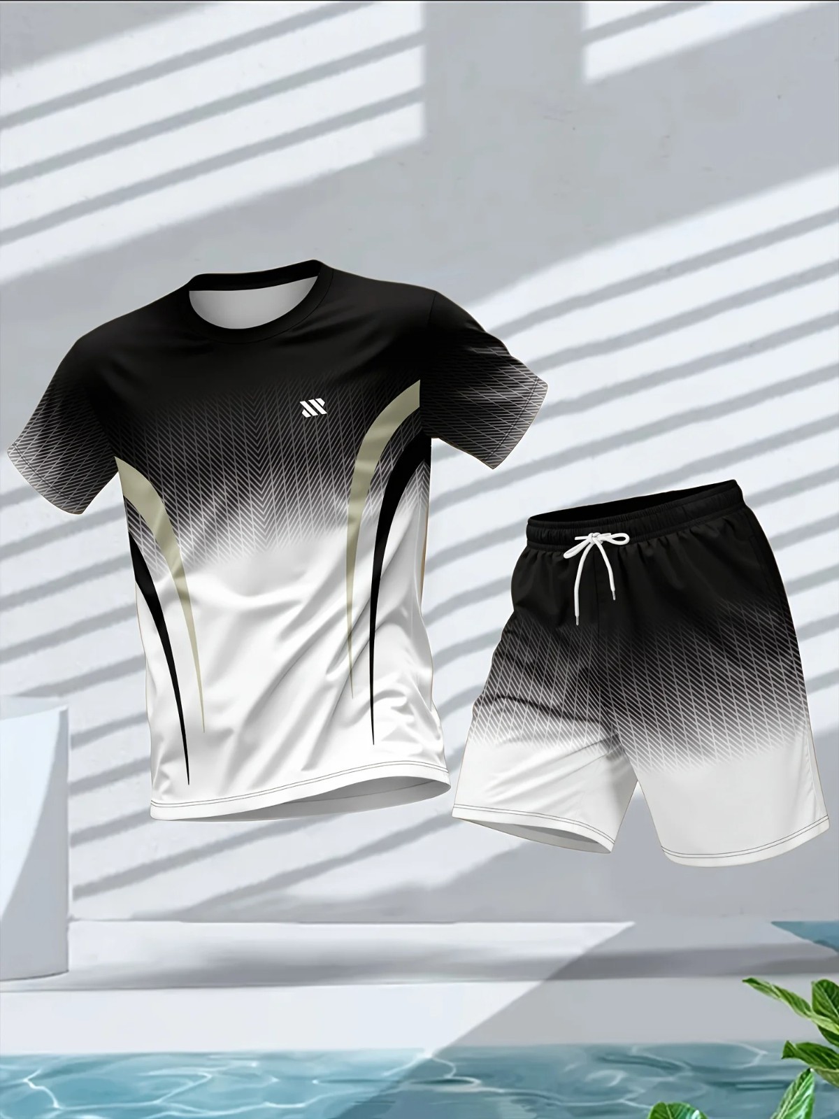 Men’s Summer Sports Set Short Sleeve T-Shirt & Shorts 2-Piece Outfit Casual Stre