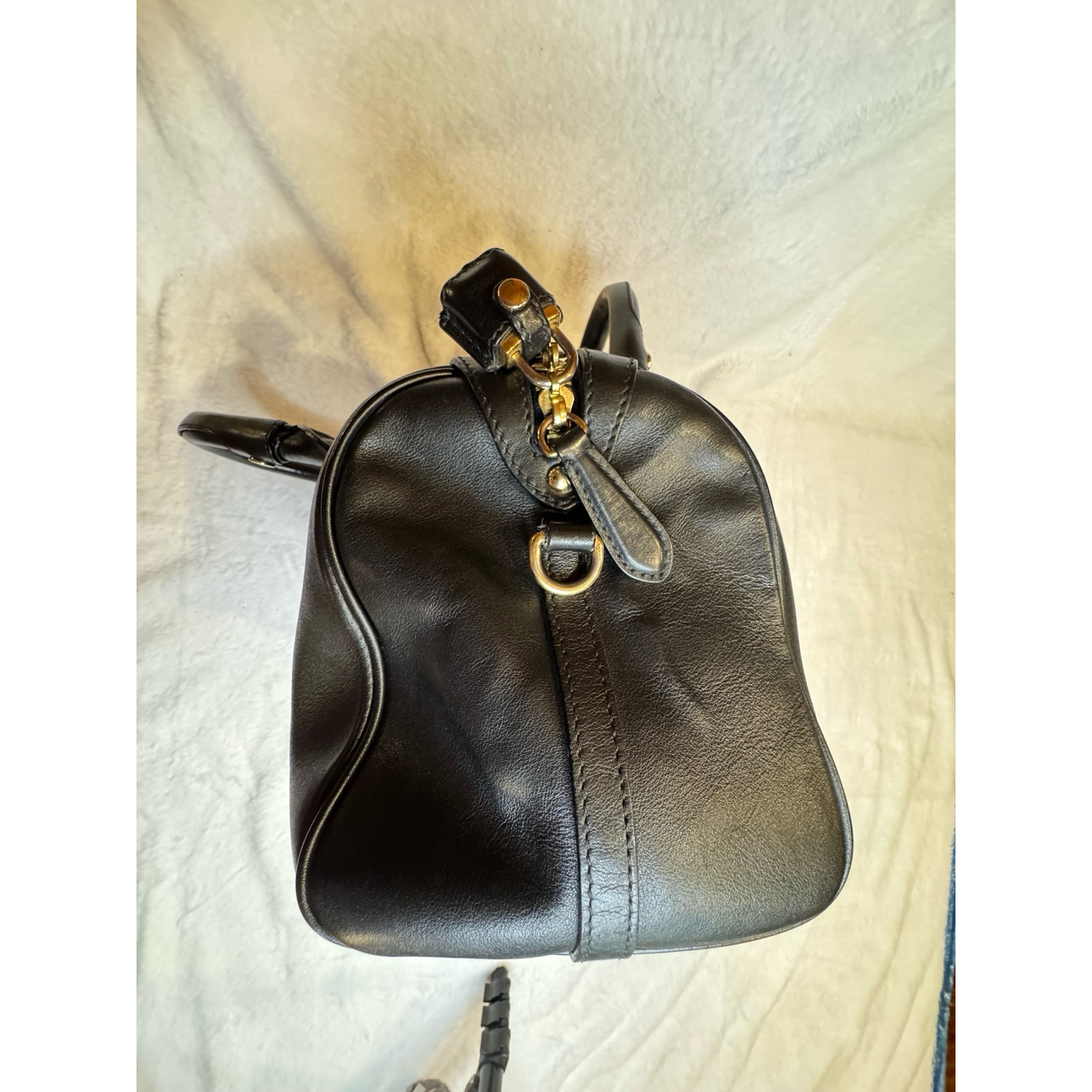 Burberry Chester Boston Bag Black Smooth Leather Gold Hardware Nova Check Lining