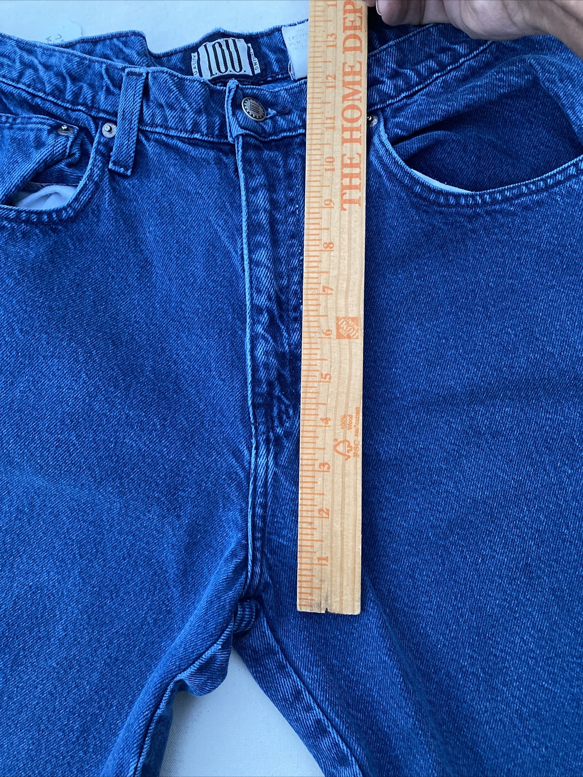 Vintage High Waisted Royal Blue Faded IOU Tapered Mom Jeans 30 W X 29 L Womens