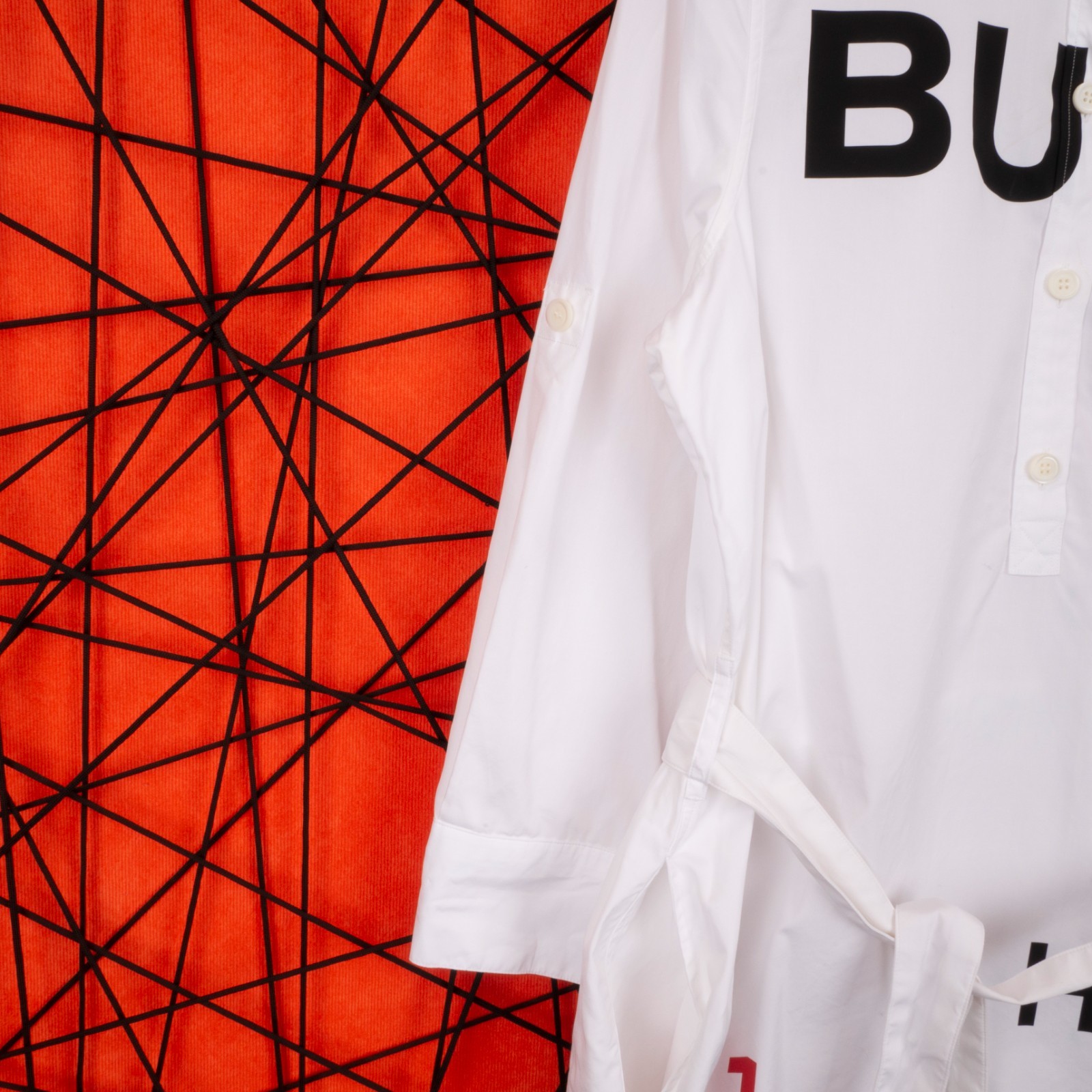 BURBERRY Horseferry Print Cotton Shirt Dress White Belted Logo UK 8 US 6 IT 40