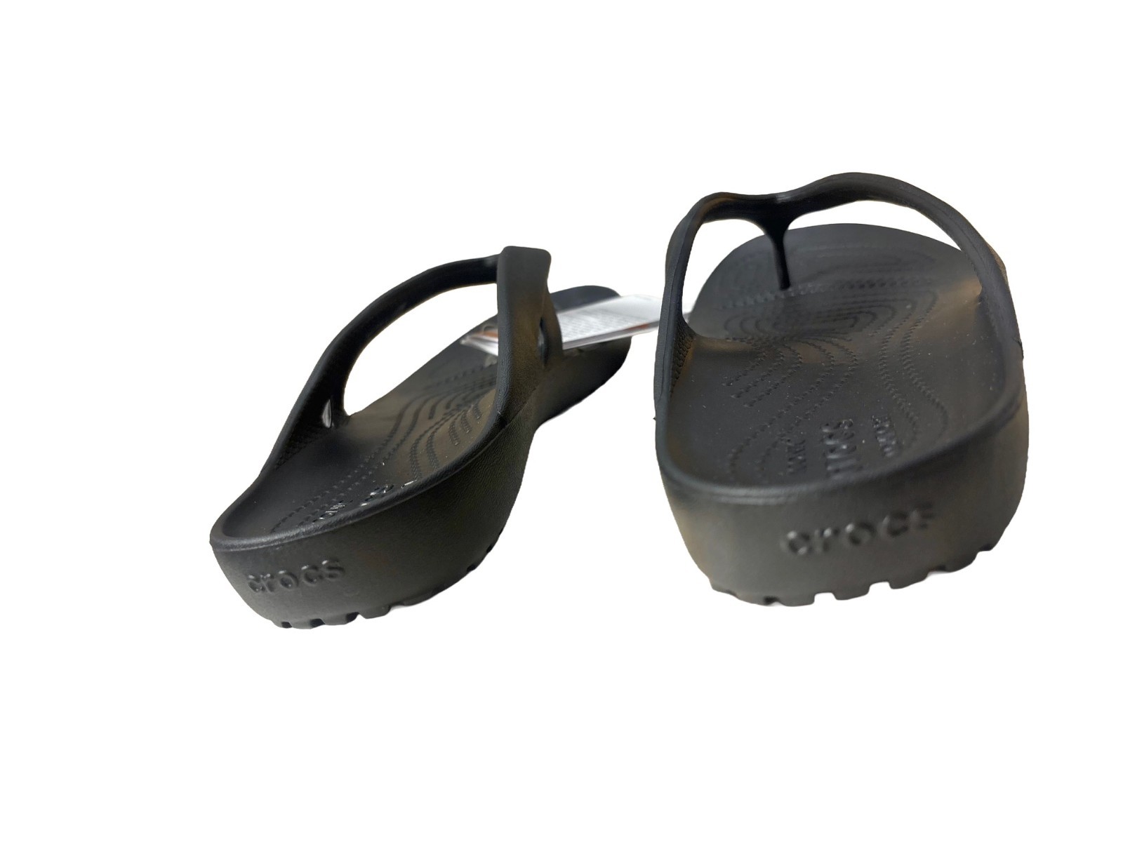Crocs Kadee II Flip Flops Black Lightweight Comfort Sandals Womens Sz W9 M7 NWT