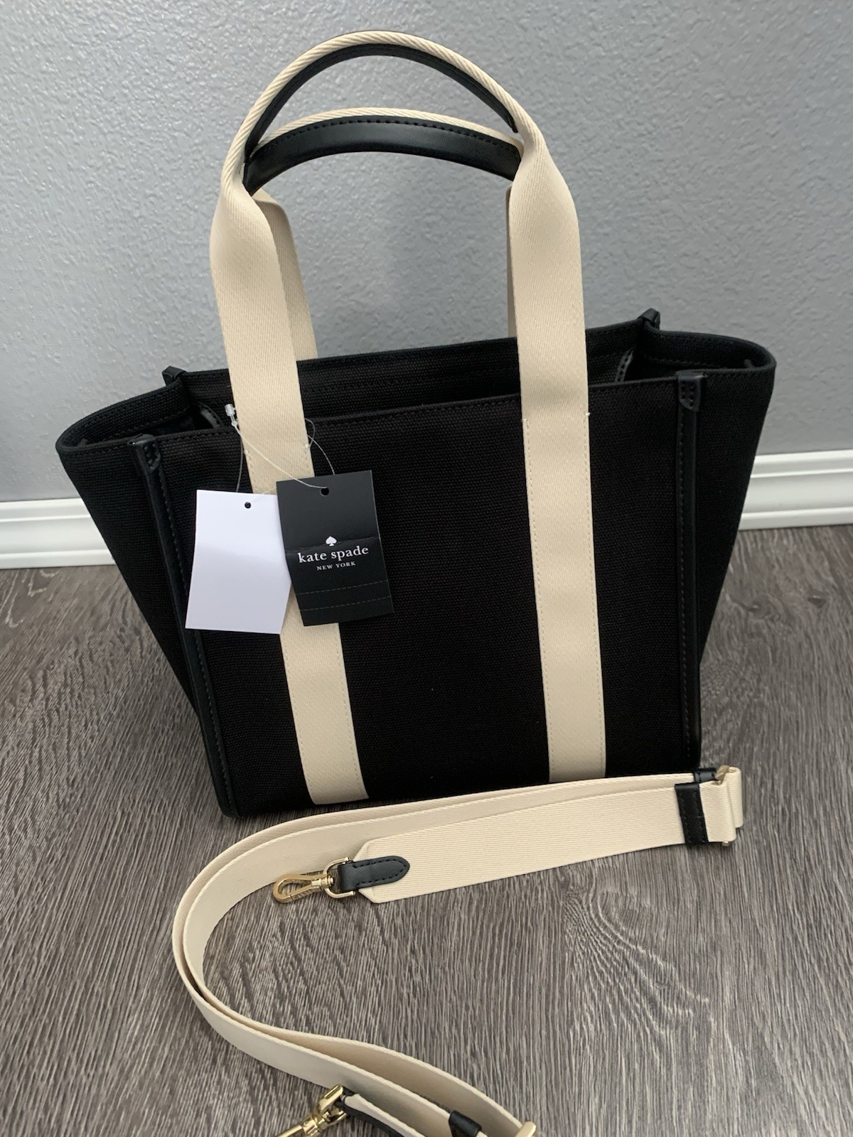 Kate Spade New York Kip Small Canvas Tote Shoulder Bag Black NWT