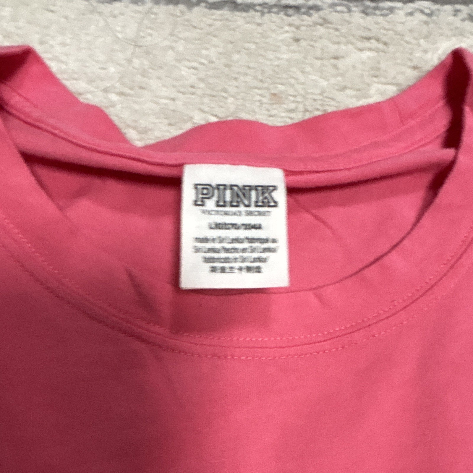 PINK Women’s Pink Logo Graphic Crew Neck Sequin/Glitter Pocket Tee L