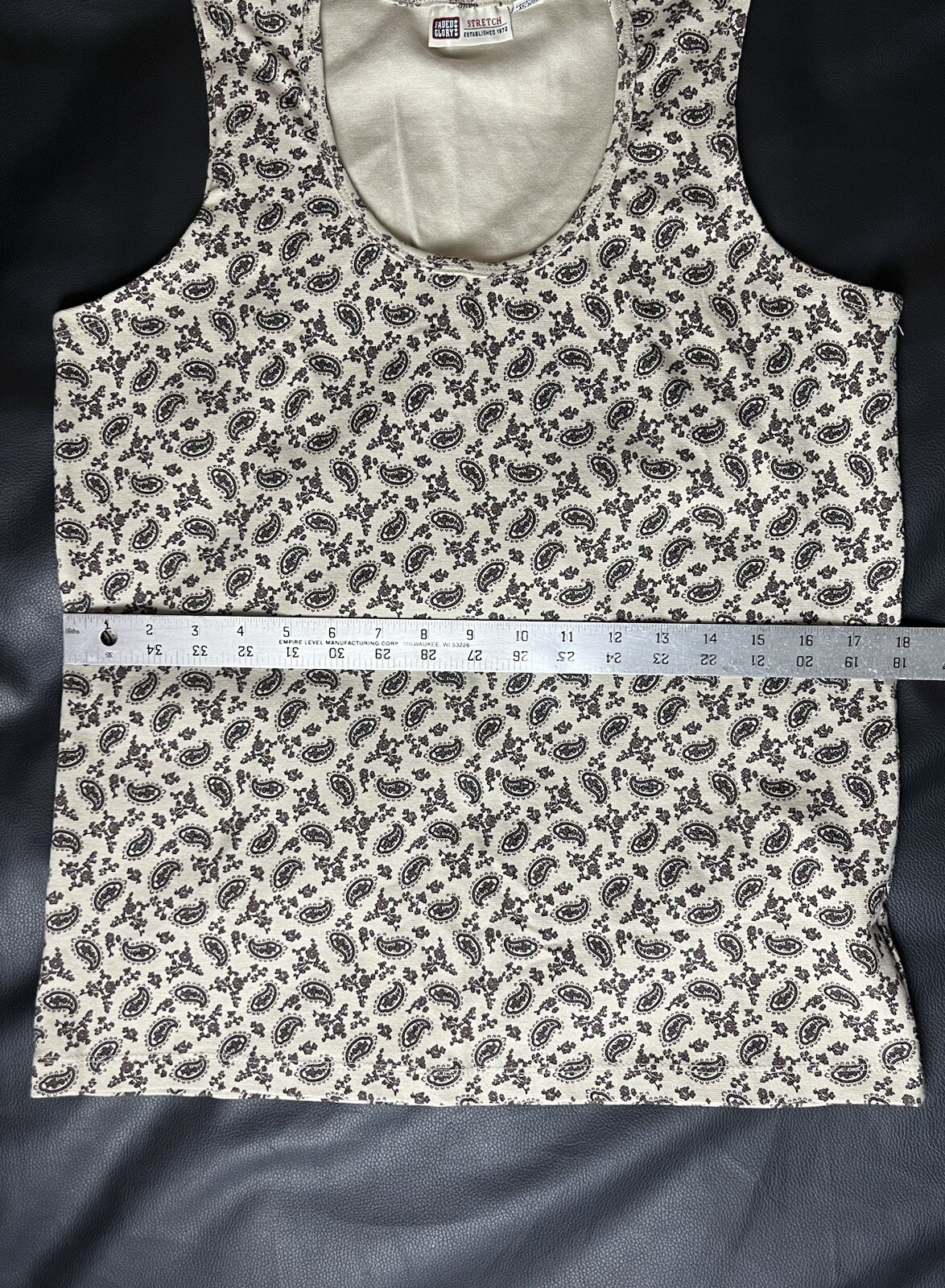VTG Faded Glory Paisley Tank Top Large Ivory Cream 90s Minimalist Boho Grunge