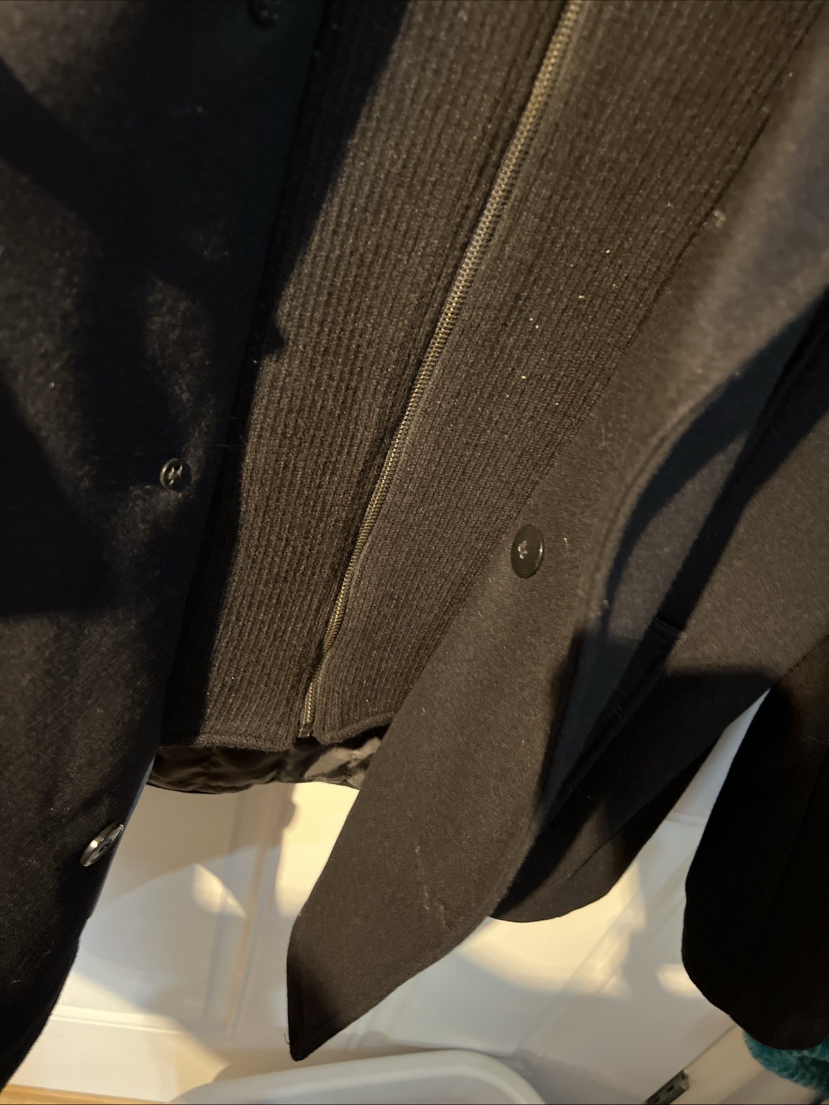 Wool Pea Coat Mens Medium Double Breasted Black Fisherman Nautical Classic Warm