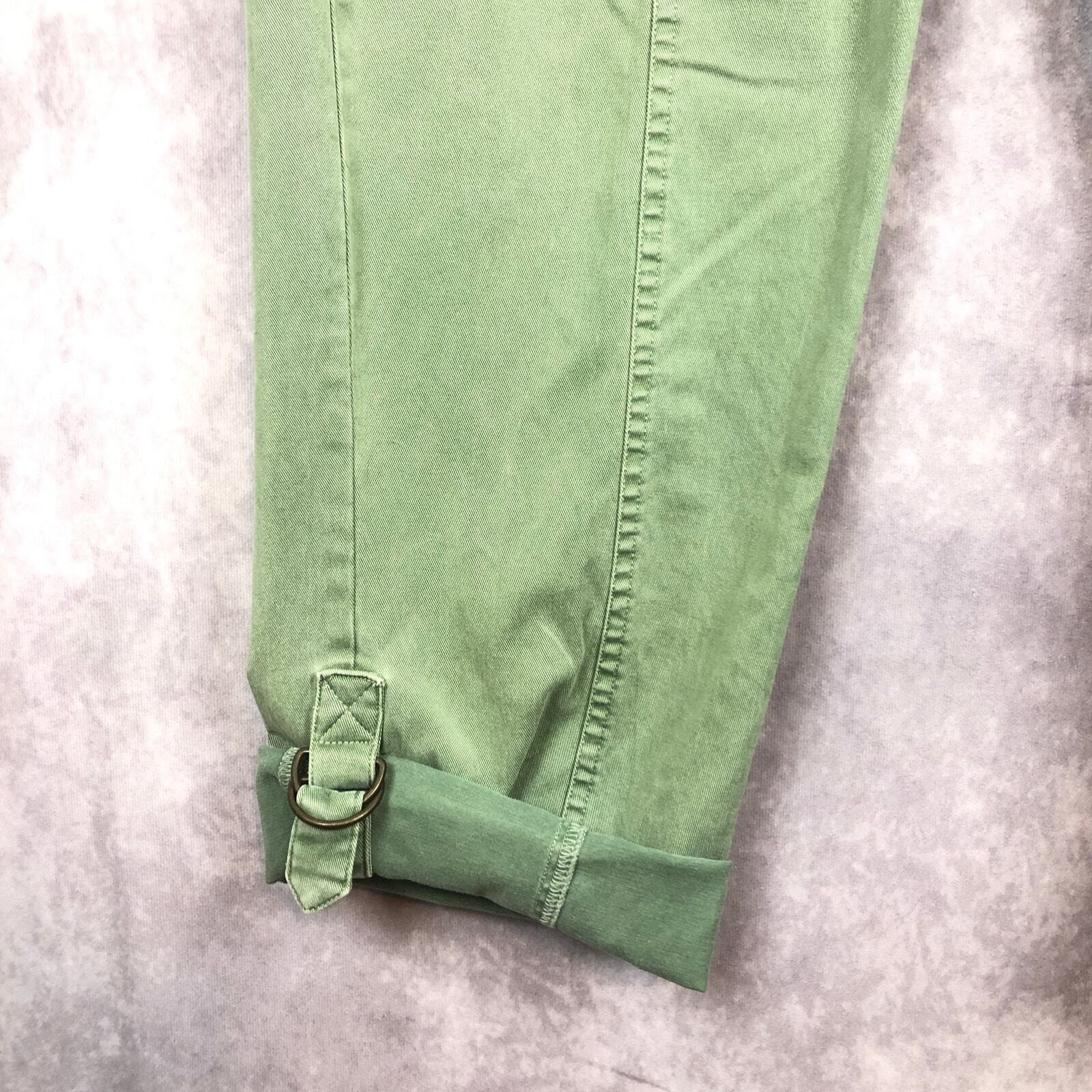 Soft Surroundings Medina Pants Roll Tab Hem Lyocell Cotton Blend Green Sz Medium