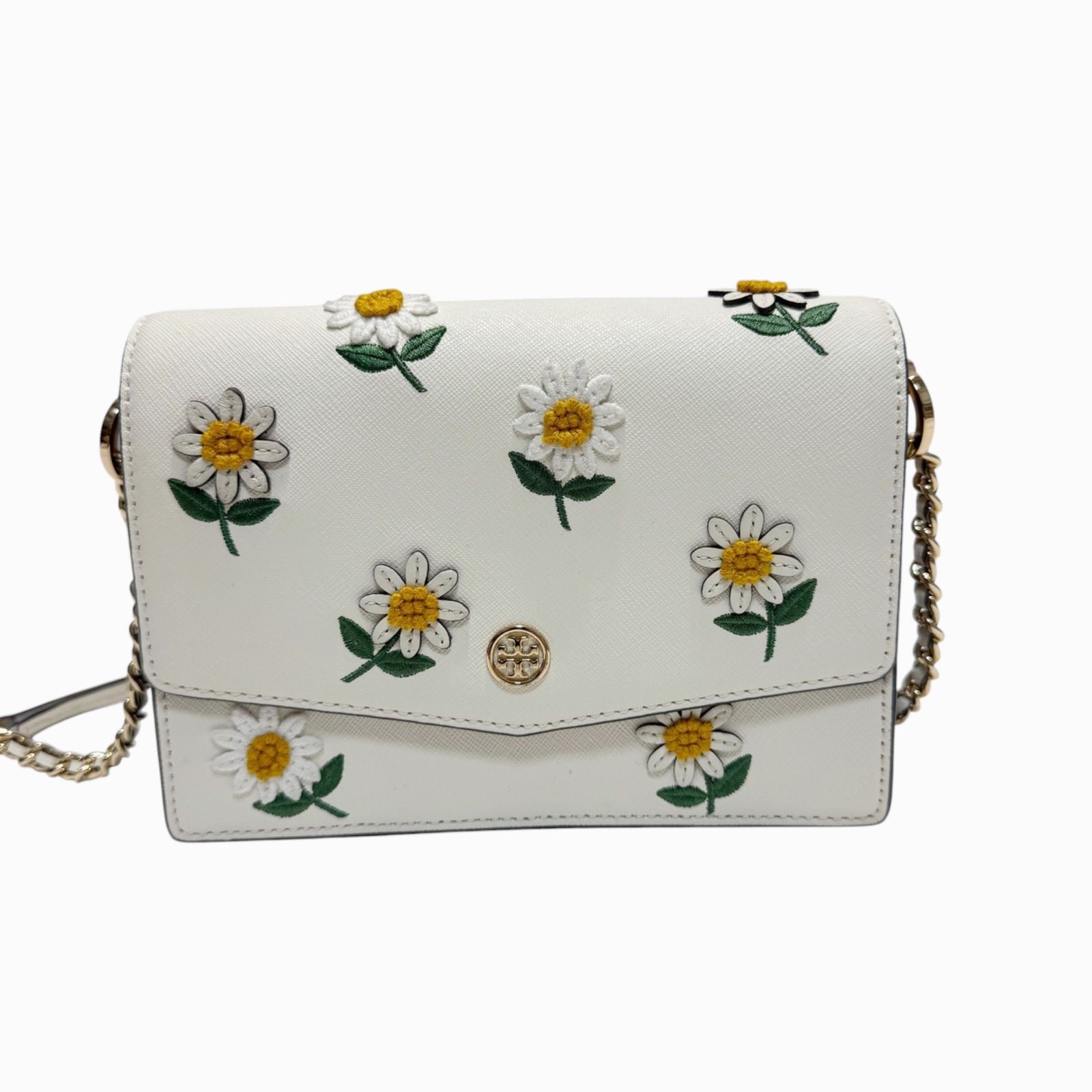 Tory Burch Robinson Embroidered Mini Leather Crossbody Bag Daisy