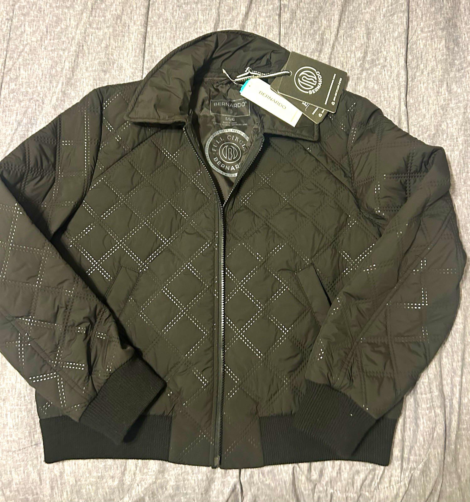 Bernardo Full Circle Women’s Black Quilted Full-Zip Short Jacket Size L/G/G