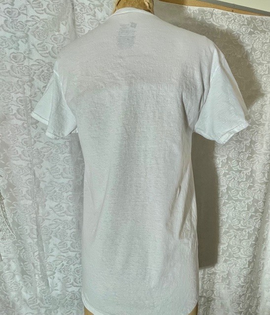 T Shirt Upcycled w Applique Flower & Birds. BOHO, Wearable Art, Hanes SZ Med