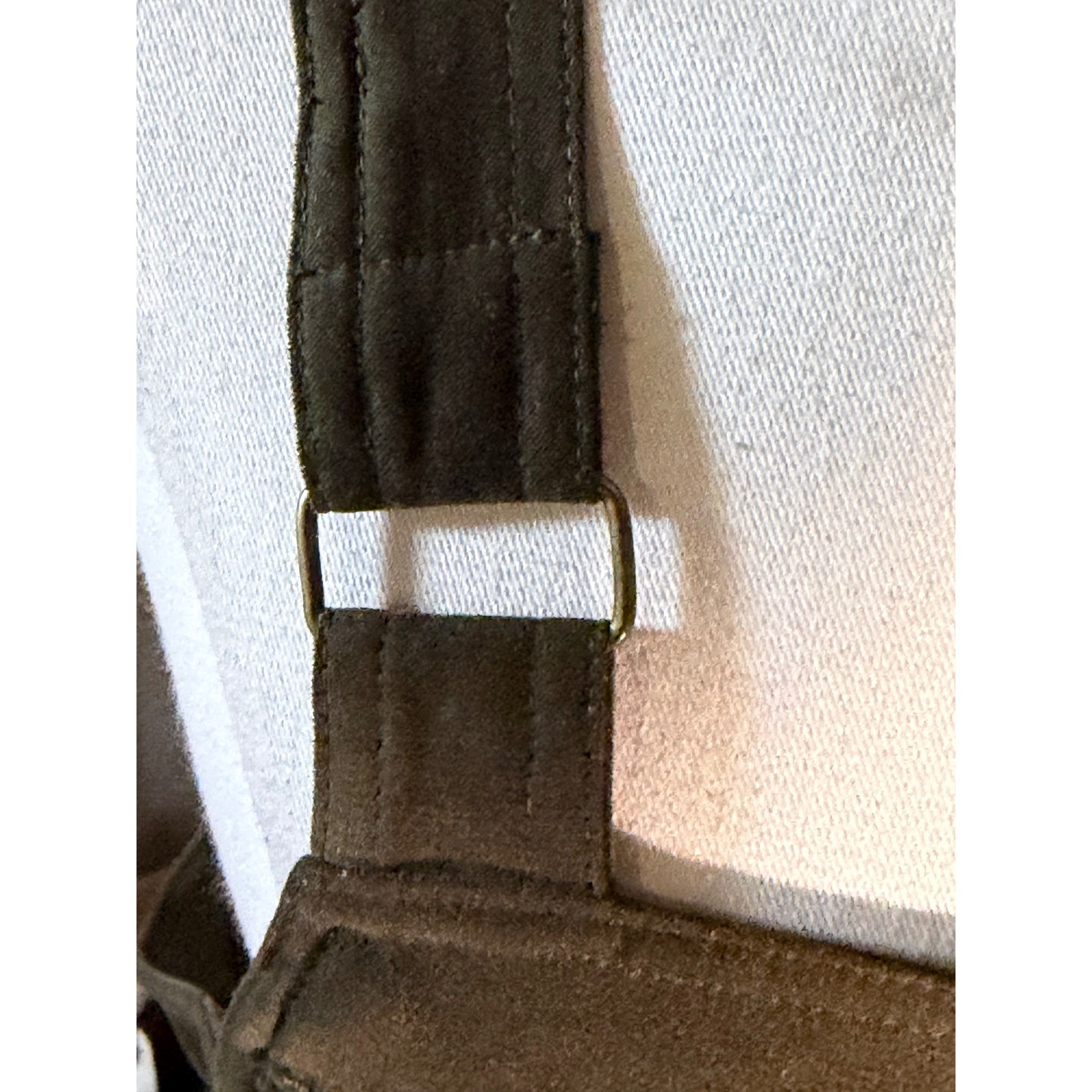Kathy Ireland Olive Green Faux Suede Pinafore Maxi Dress Womens Medium Vintage
