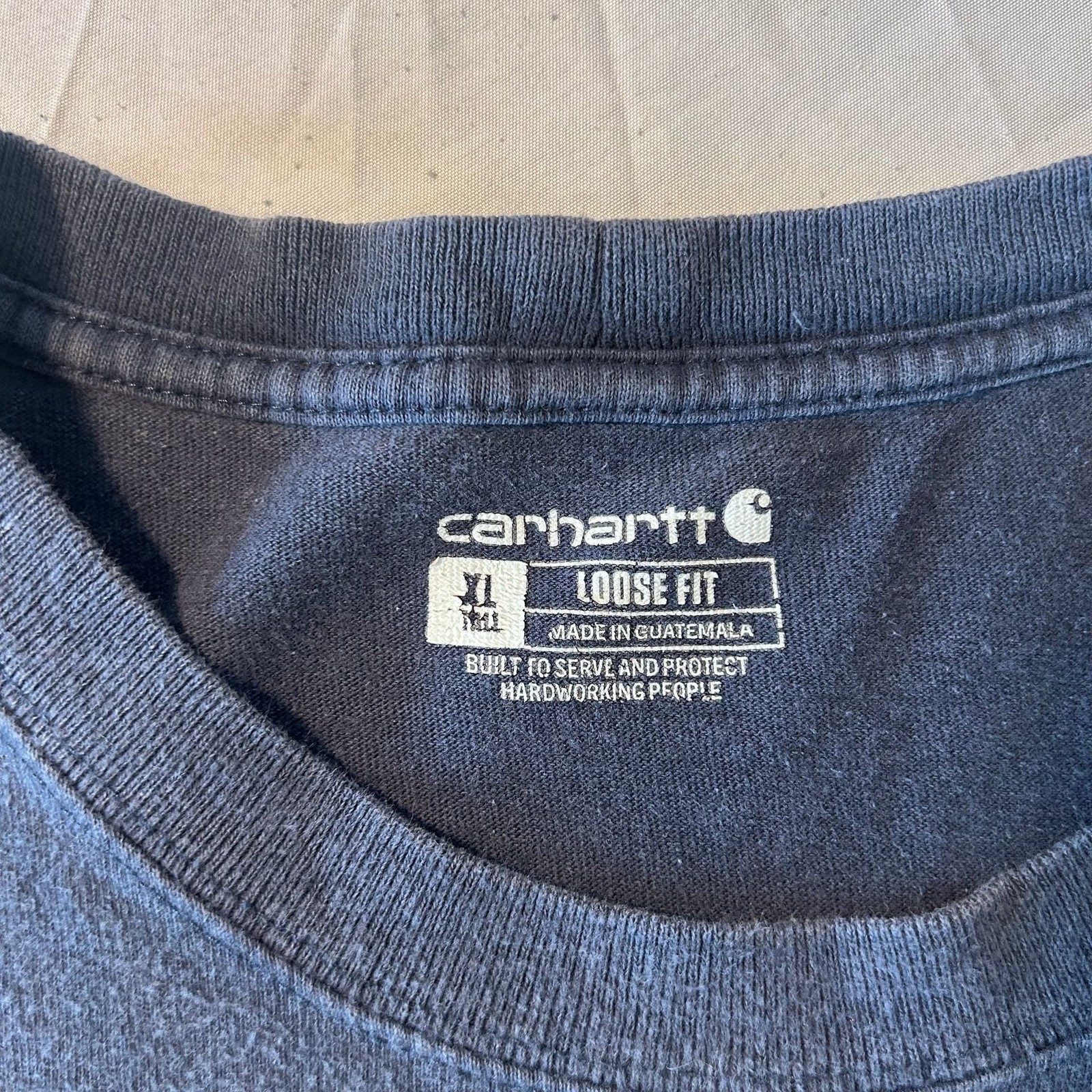 Carhartt Pocket T-Shirt XL Navy Blue Loose Fit Workwear Essential