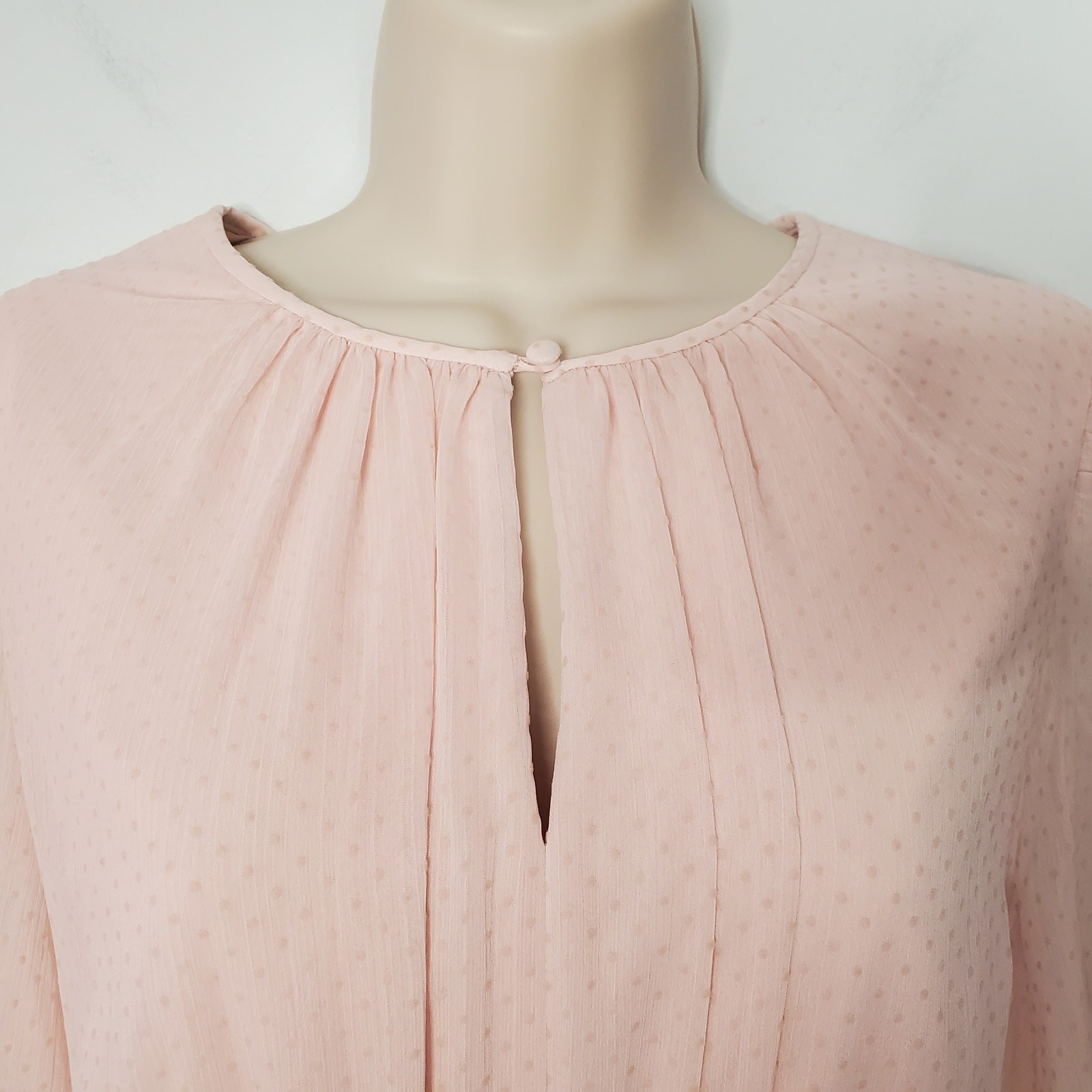 Gal Meets Glam Louise Swiss Dot Keyhole Flared Maxi Dress Powder Pink Size 6