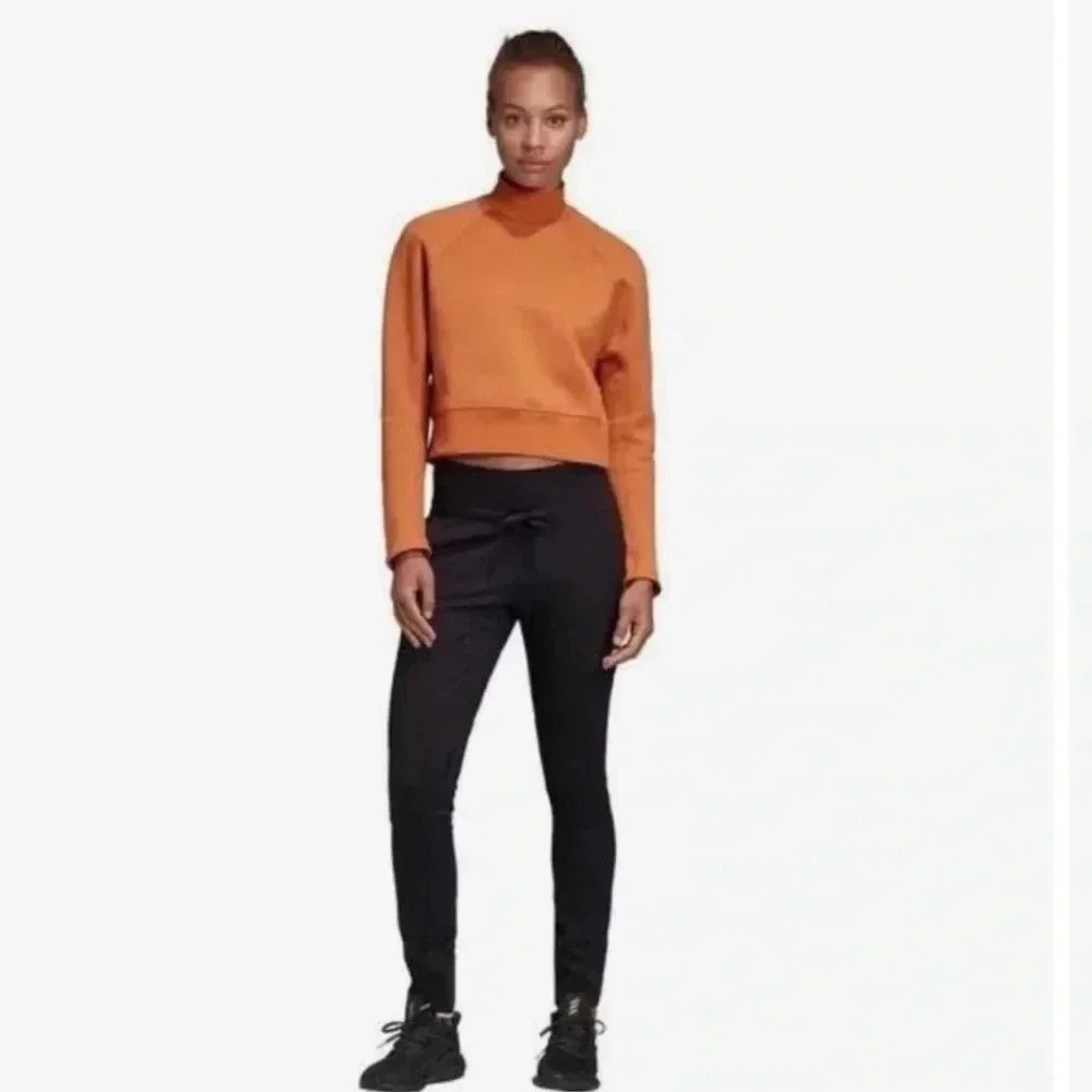 Team Adidas VRCT cropped mock neck pullover sweatshirt in Tech Copper