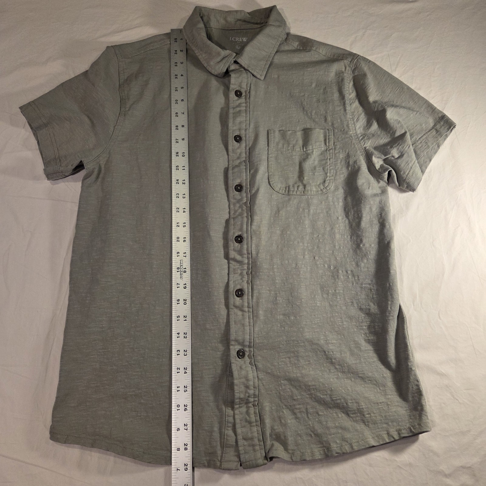 J.Crew Short Sleeve Button-Up Shirt 100% Cotton, Men’s Size L, Sage Green Gray
