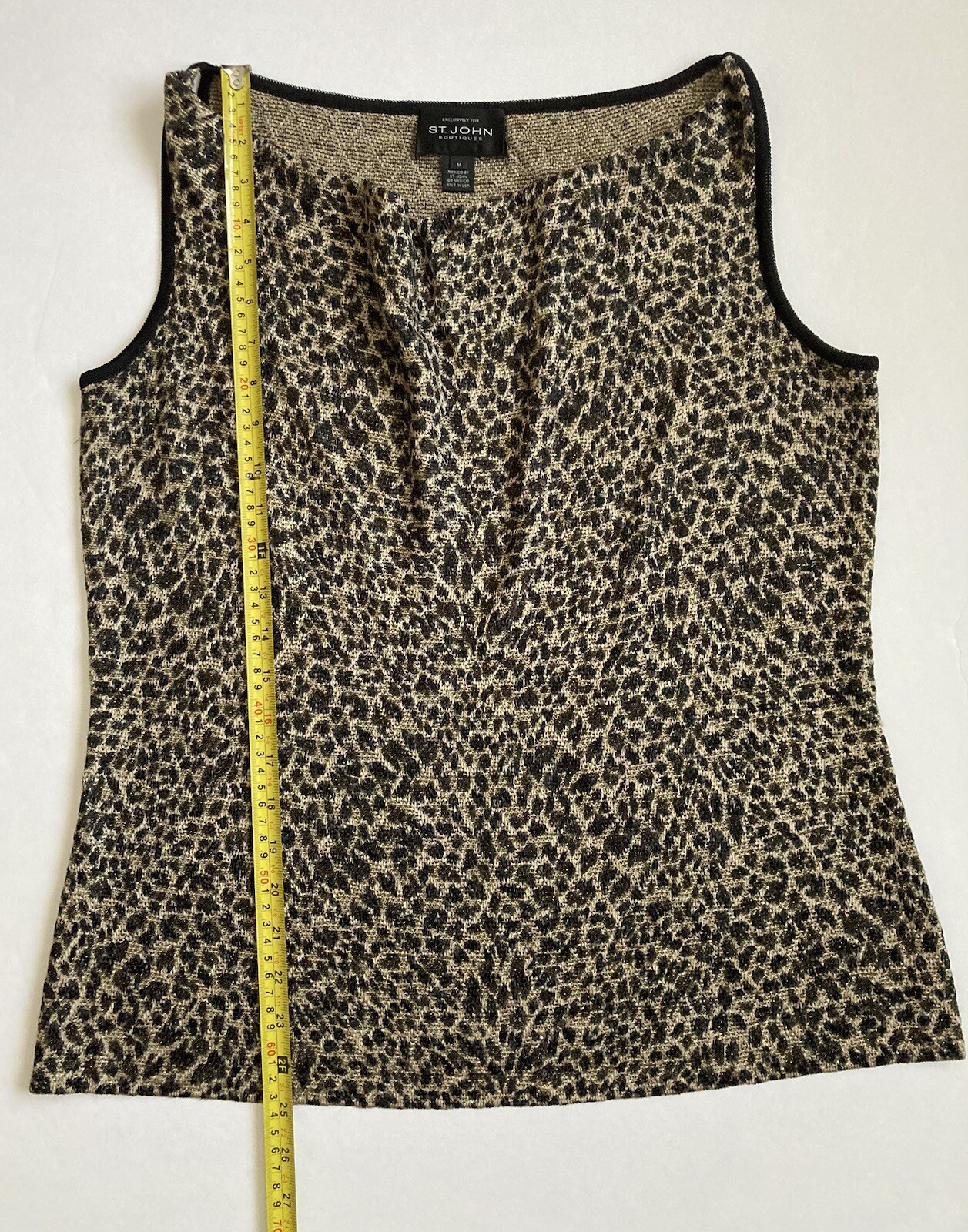 ST. JOHN Boutiques Animal Print Gold Metallic Knitted Tank Top Women’s Size M