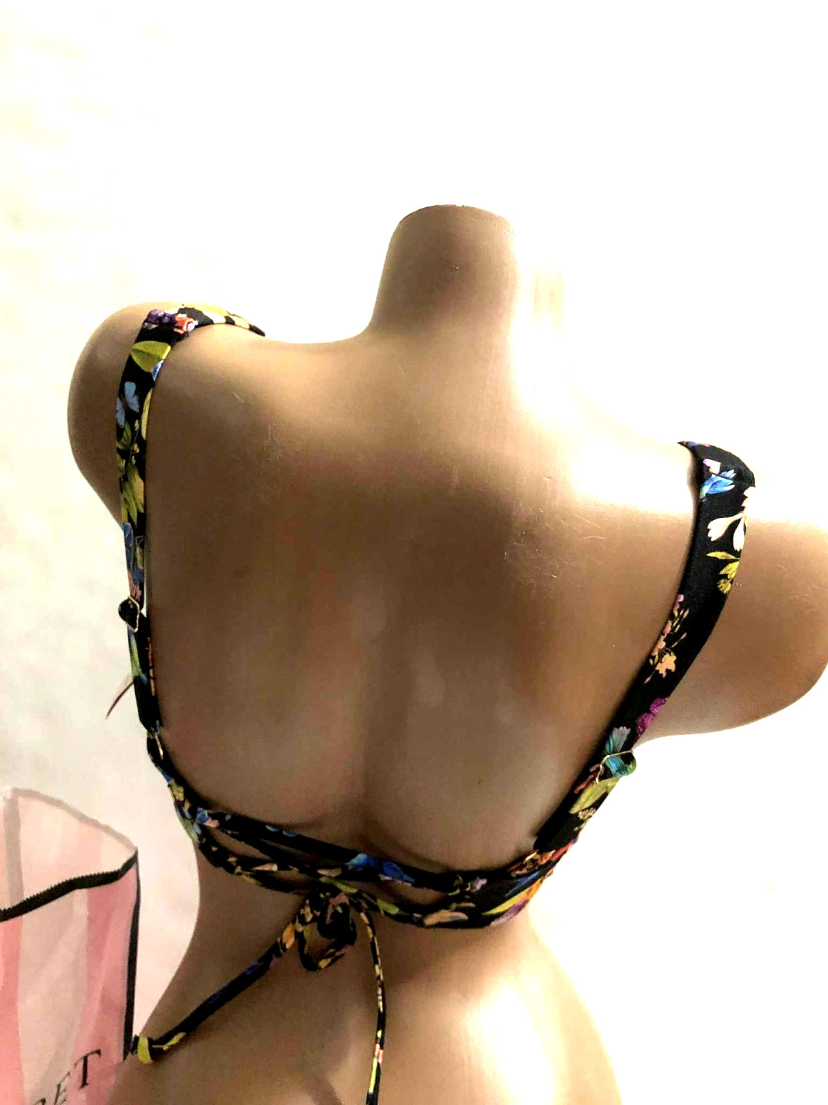 Victoria’s Secret Swim Wicked Bikini Top Black Floral Colorful Butterfly NWT