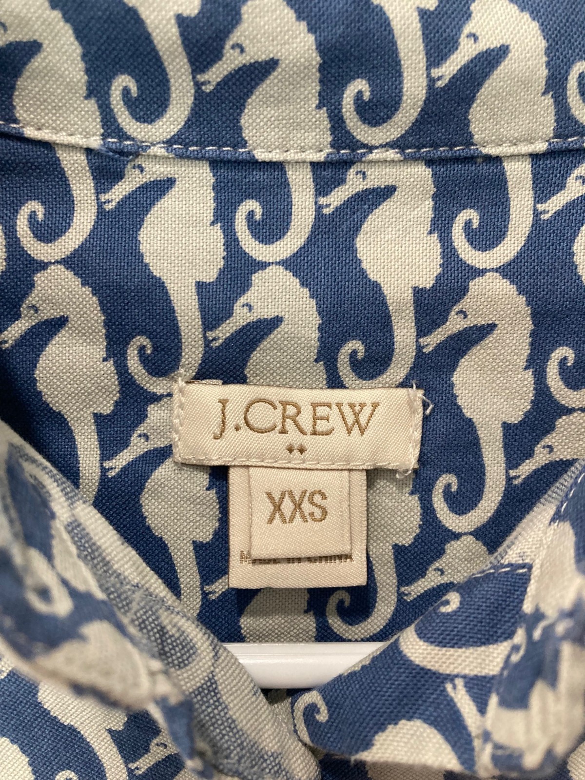 J CREW Seahorse Nautical 100% Cotton Button Up Shirt Long Sleeve Womens Size XXS