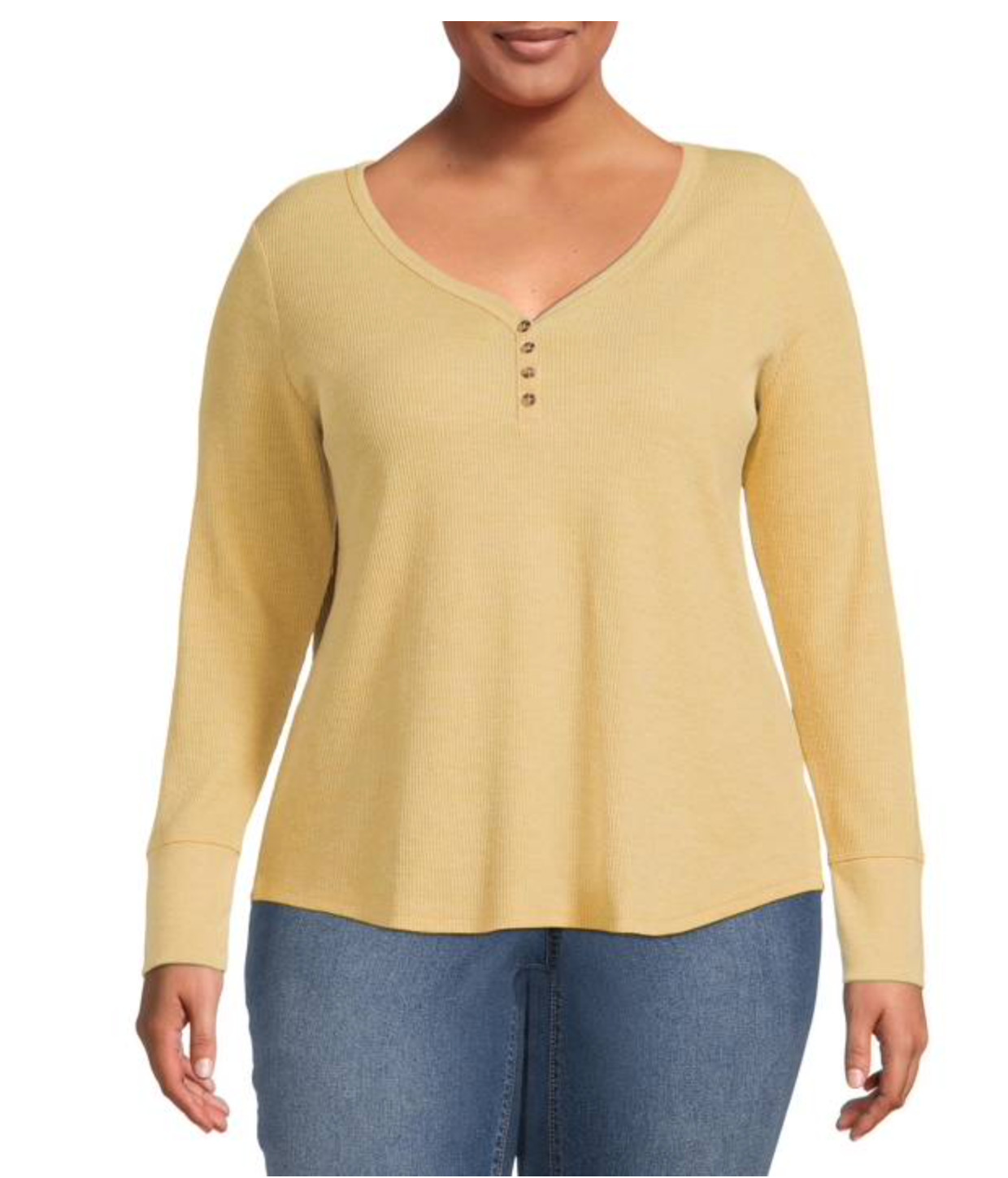 Terra & Sky Women’s Plus Size Long Sleeve Waffle Top – CHOOSE COLOR, 1X-5X