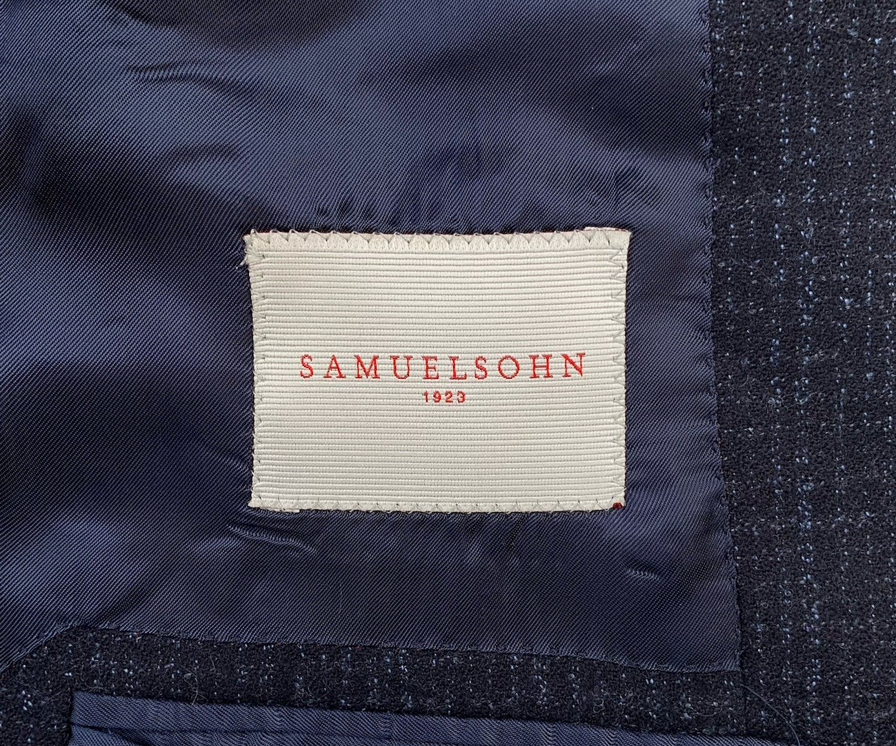 Mens 42 R Samuelsohn 1929 Navy Blue Speckled Flannel Knit Patch Pocket Blazer