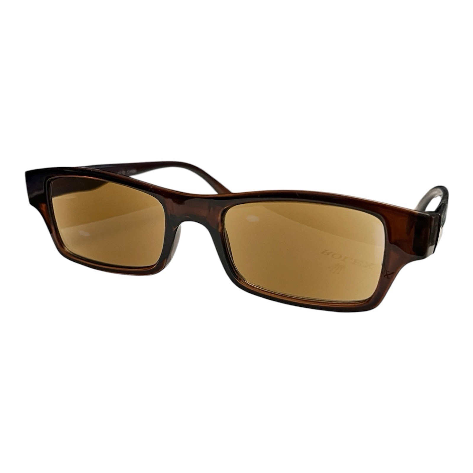 Y2K Brown Rectangular Reading Sunglasses +2.50 Diopter Amber Tint Sun Readers