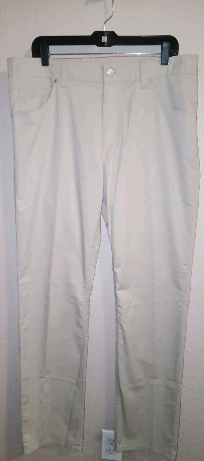 Alberto Ceramica Men’s Modern Fit Pants Size 36×34 Stone Gabardine Luxury Chino