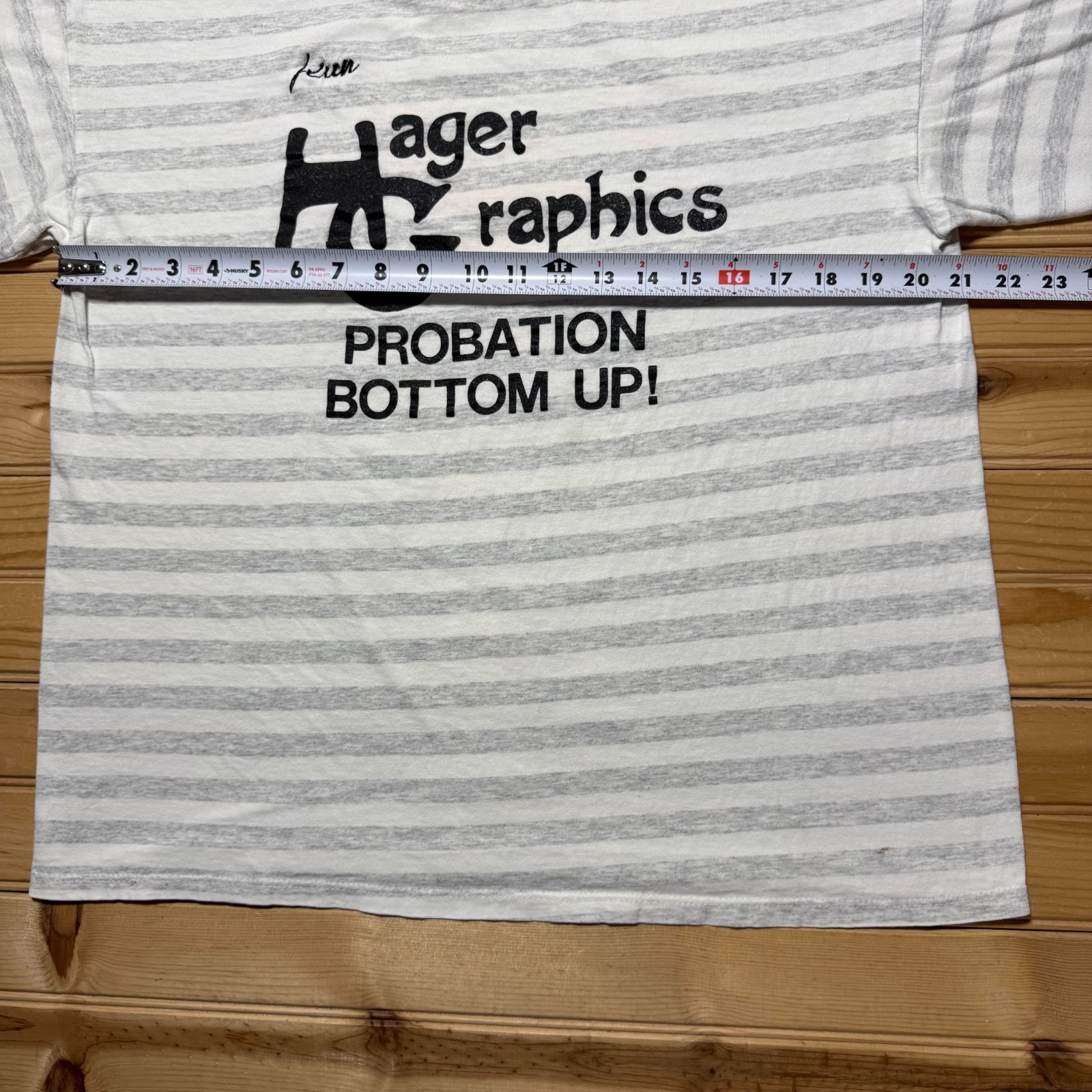 Vintage 80s Bowling Female Hager Graphics Athletic Sports Striped T-Shirt Large