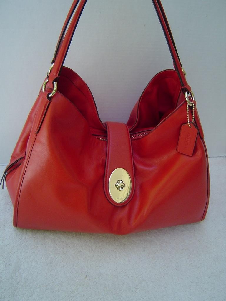 AUTHENTIC COACH VERMILLION SMOOTH LEATHER CARLYLE SHOULDER BAG #37637