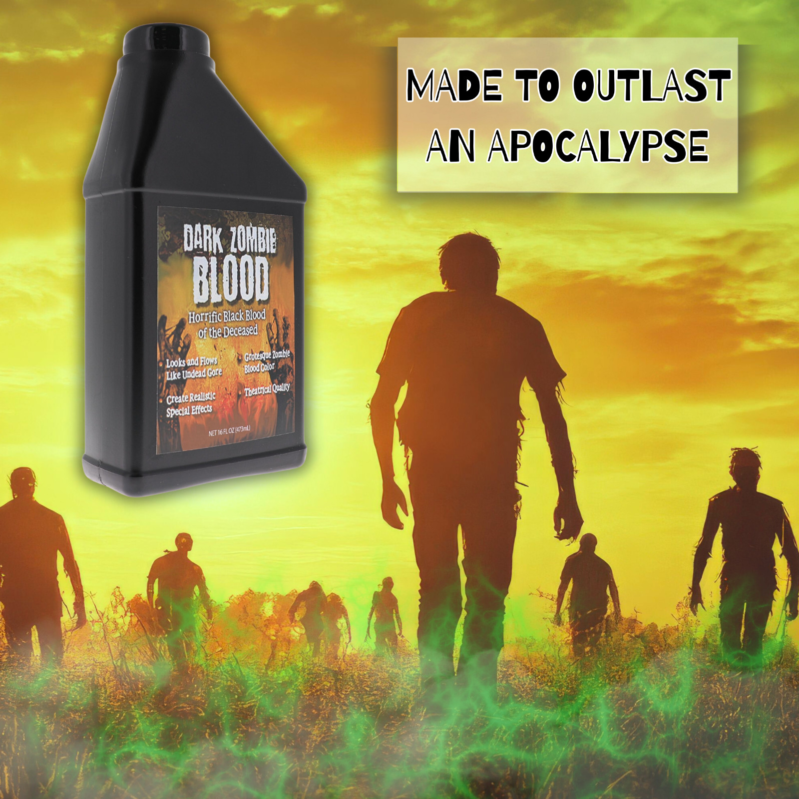 Dark Zombie Blood – 16 fl oz Bottle Ultra-Realistic Black Fake Blood Halloween