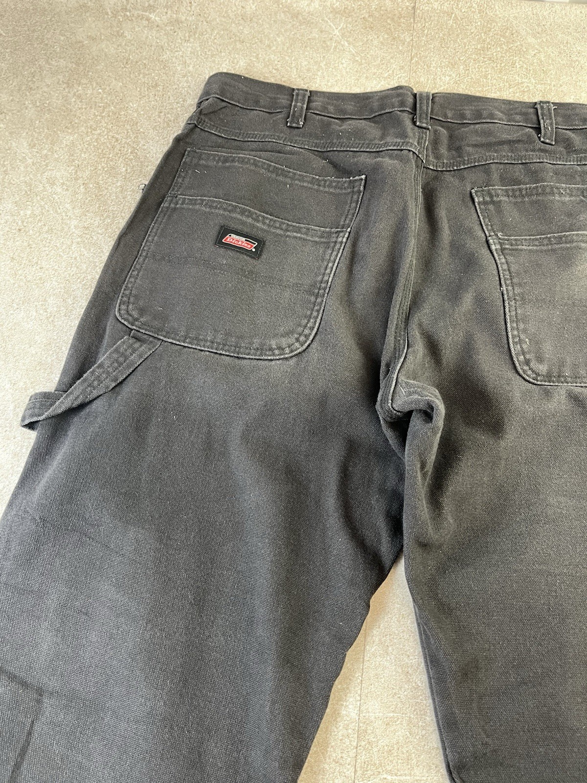 Dickies G4585BK Carpenter Pants Mens 32×28 Black Washed Canvas Workwear Utility