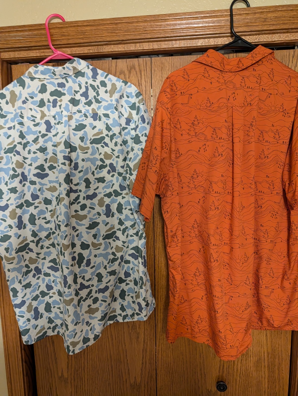 Two Eddie Bauer Men’s XLT Short Sleeve Button Up Shirts