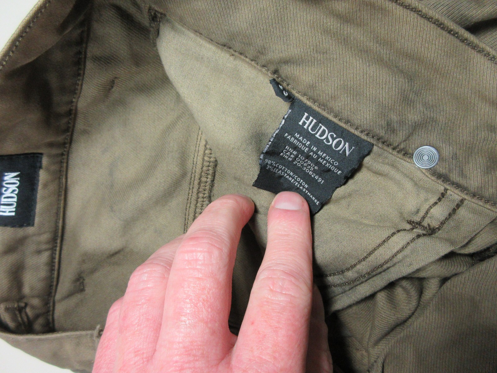 HUDSON mens brown distressed stained buttonfly Hunter work pant 34×32 NWT