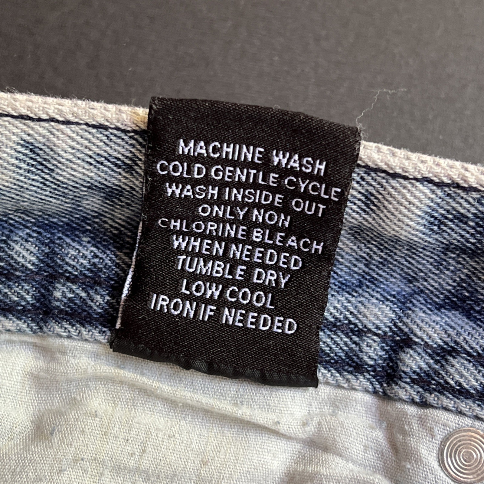 True Rock Jeans Mens 36×31 Blue Distressed Patched Acid Wash Straight Moto