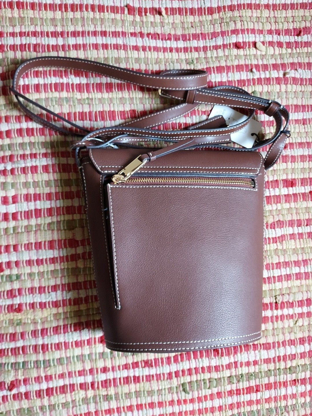 Calvin Klein Brown Lock Bucket Crossbody Bag
