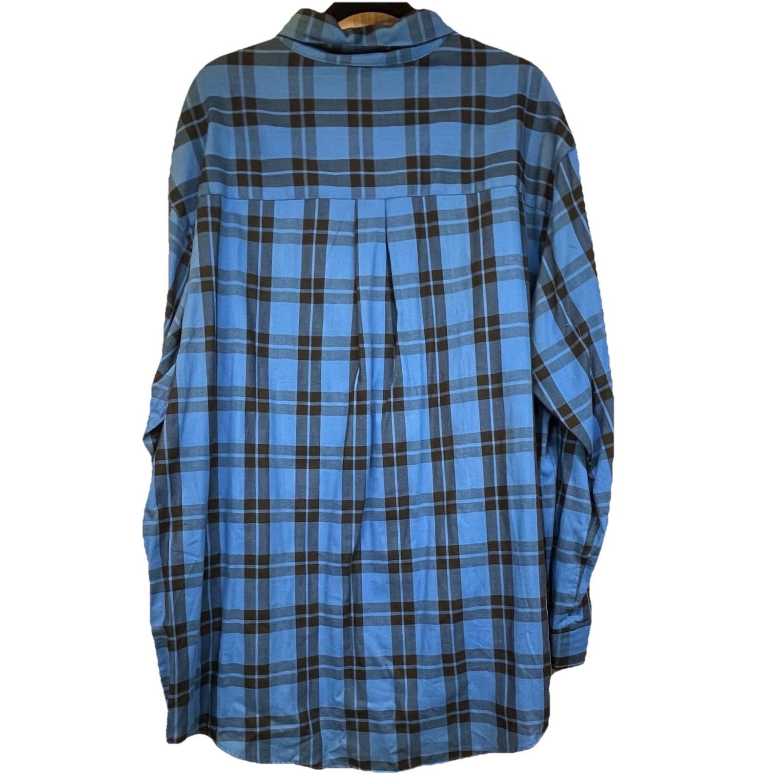 Chaps Ralph Lauren Plaid Shirt Blue Flannel Tartan Cotton Button Up XL