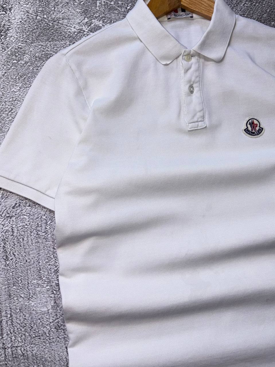 Authentic Moncler Polo Shirt White Red Blue Size S Logo