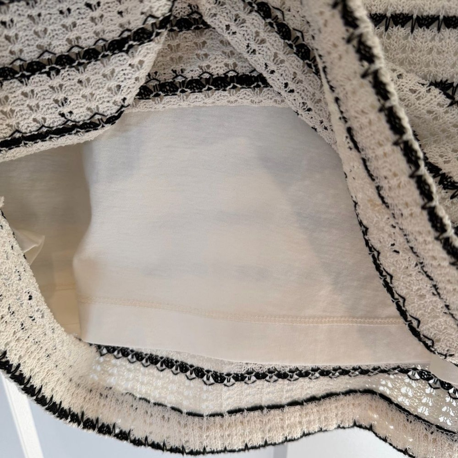 J Crew Textured Stripe Shift Dress Cream Black Knit Large